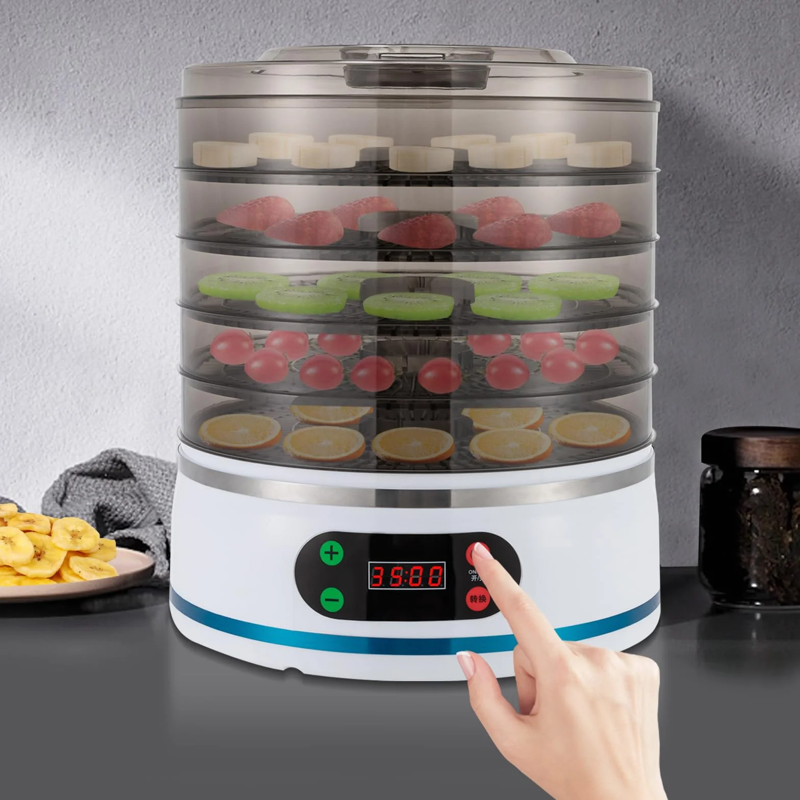 Deshidratador eléctrico de 350 W, 5 pisos, 28 x 32 cm para frutas, verduras, carne y hierbas