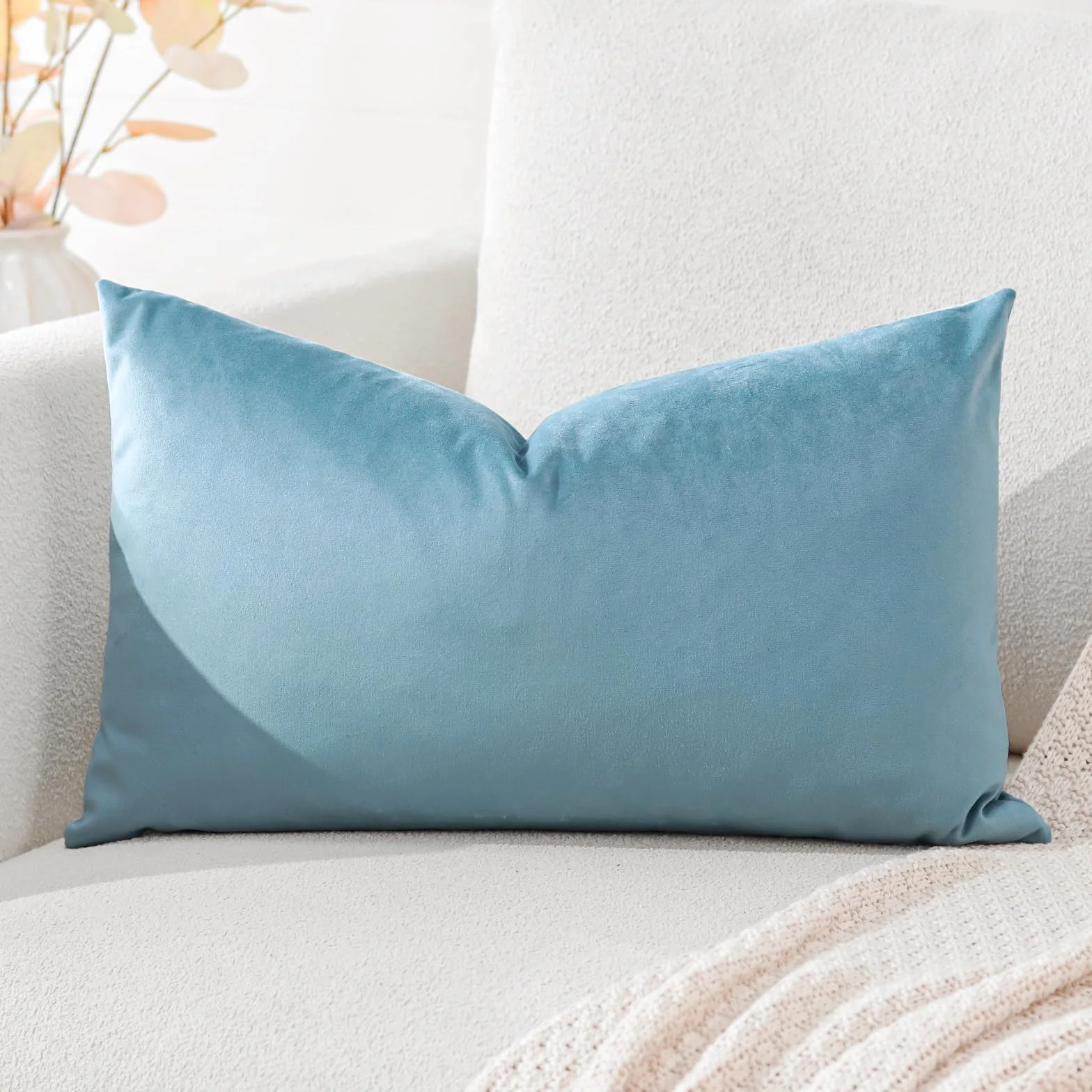 Artscope Fundas de Cojines de Terciopelo 30x50cm Azul Claro
