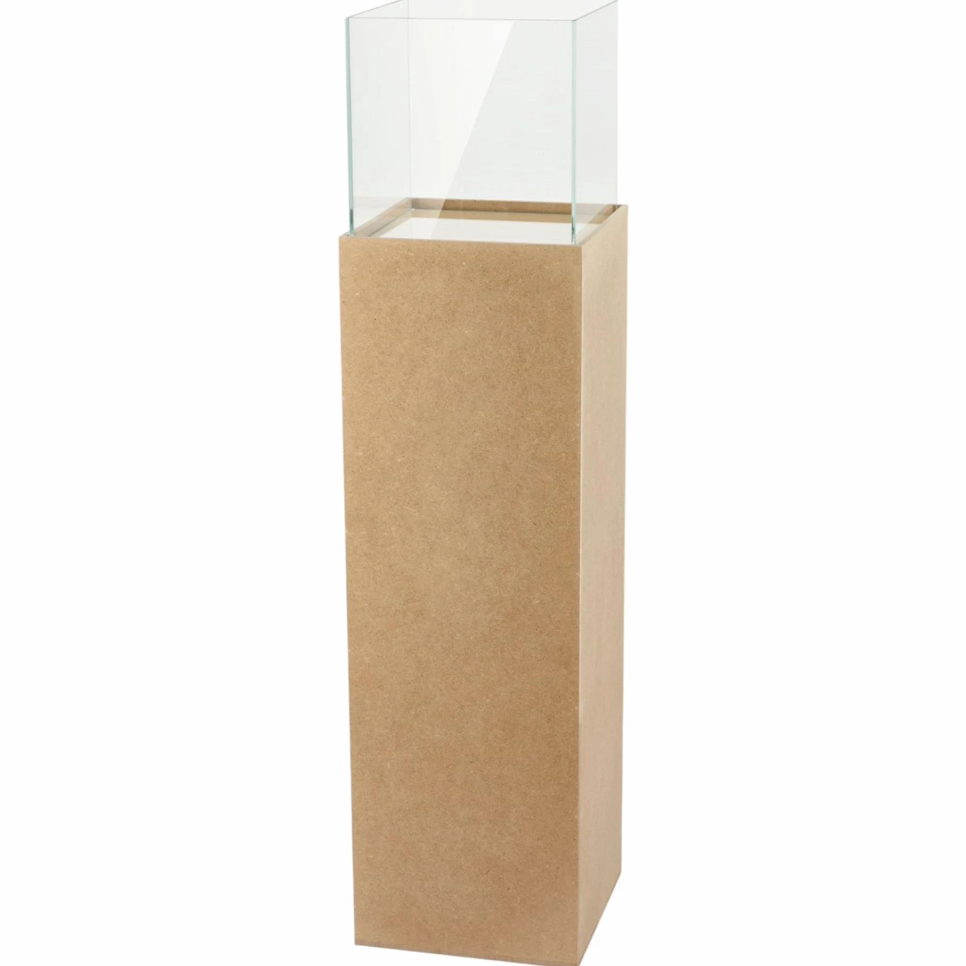 Columna portavelas de MDF y Vidrio, Farol Decorativo de Suelo, candelabro de diseño para salón, balcón o terraza, Color marrón, Altura 100 cm
