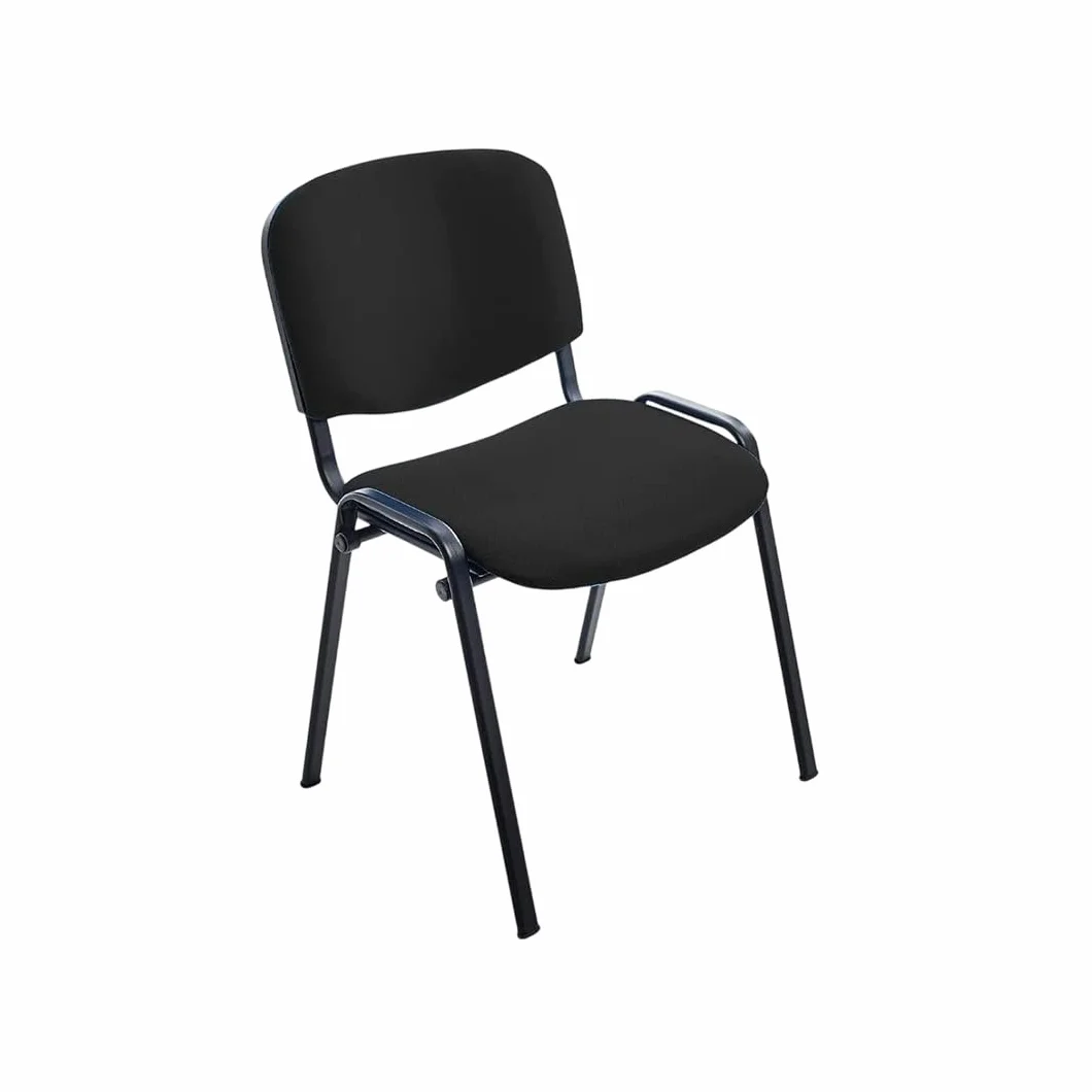 Rocada | Silla Confidente Tapizada - Tela Ignífuga Negra - Estructura Metálica Resistente - Asiento para Visitas y Reuniones - Diseño Sobrio para Sala de Espera - 57 x 81 x 48 cm