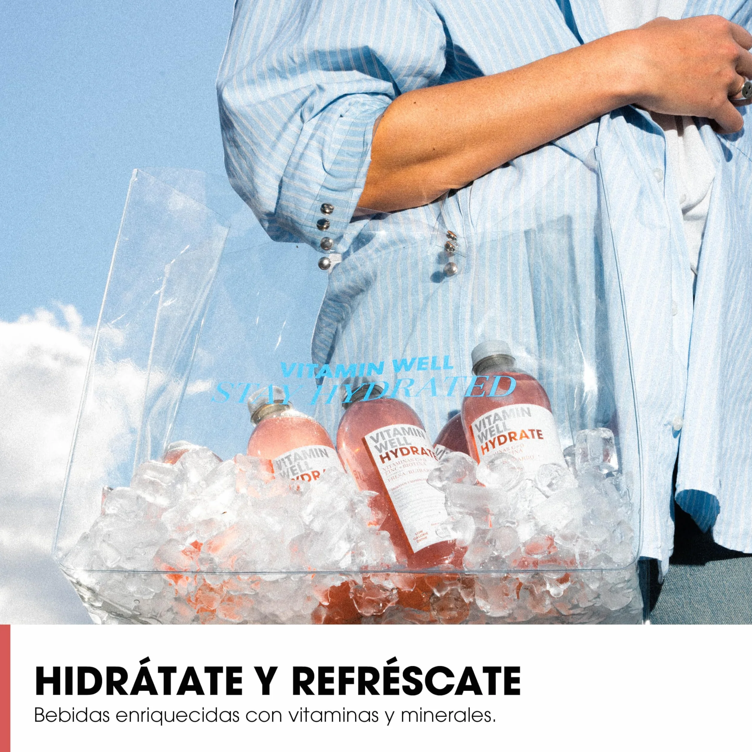 Vitamin Well Hydrate Bebida Enriquecida con Vitaminas C y D, Zinc + Biotina Sabor Fresa/Ruibarbo 12 x 500ml