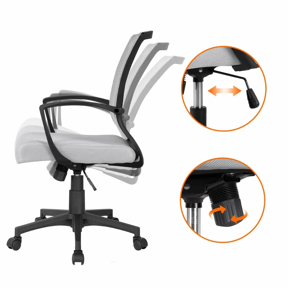 Yaheetech Silla de Oficina con Ruedas Regulable en Altura Malla Color Múltiple Mecedora