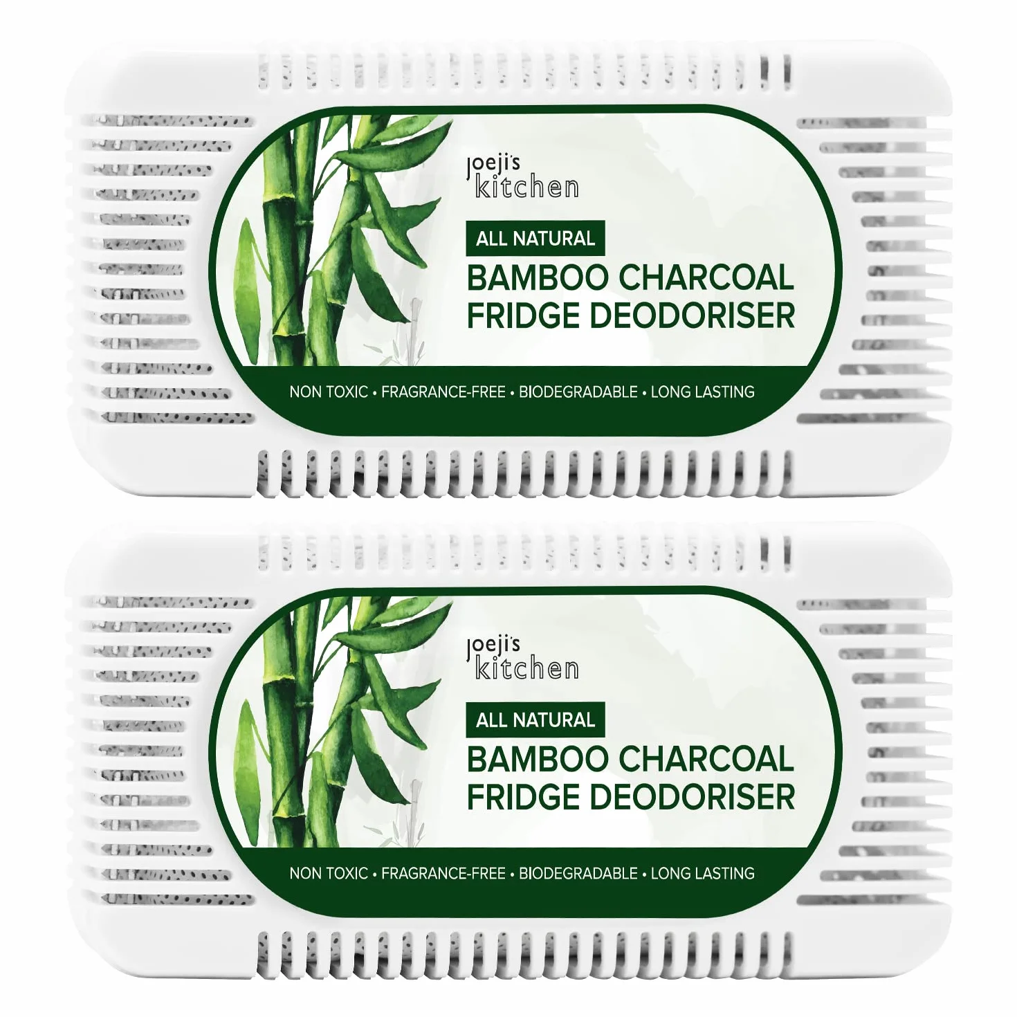Joejis Absorbe Olores Nevera Carbón Bambú Premium 12 Meses Ambientador Nevera 2 Pack
