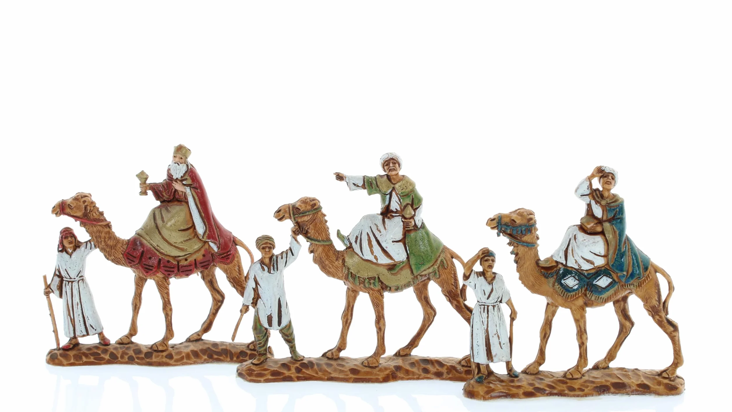 Moranduzzo Trío de Reyes Magos en Camello Apto para Belén de 3,5 cm Escala 1:50 – Micro 3,5 – Figura Indestructible, Estilo Siglo XVIII, Acabada a Mano, Escultor M. Landi