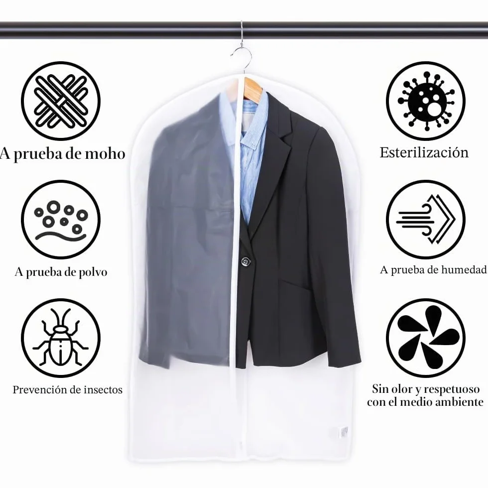 Fundas Ropa Armario Juego 6 Fundas Transparentes 60x100 cm Tejido Transpirable para Trajes Vestidos Abrigos