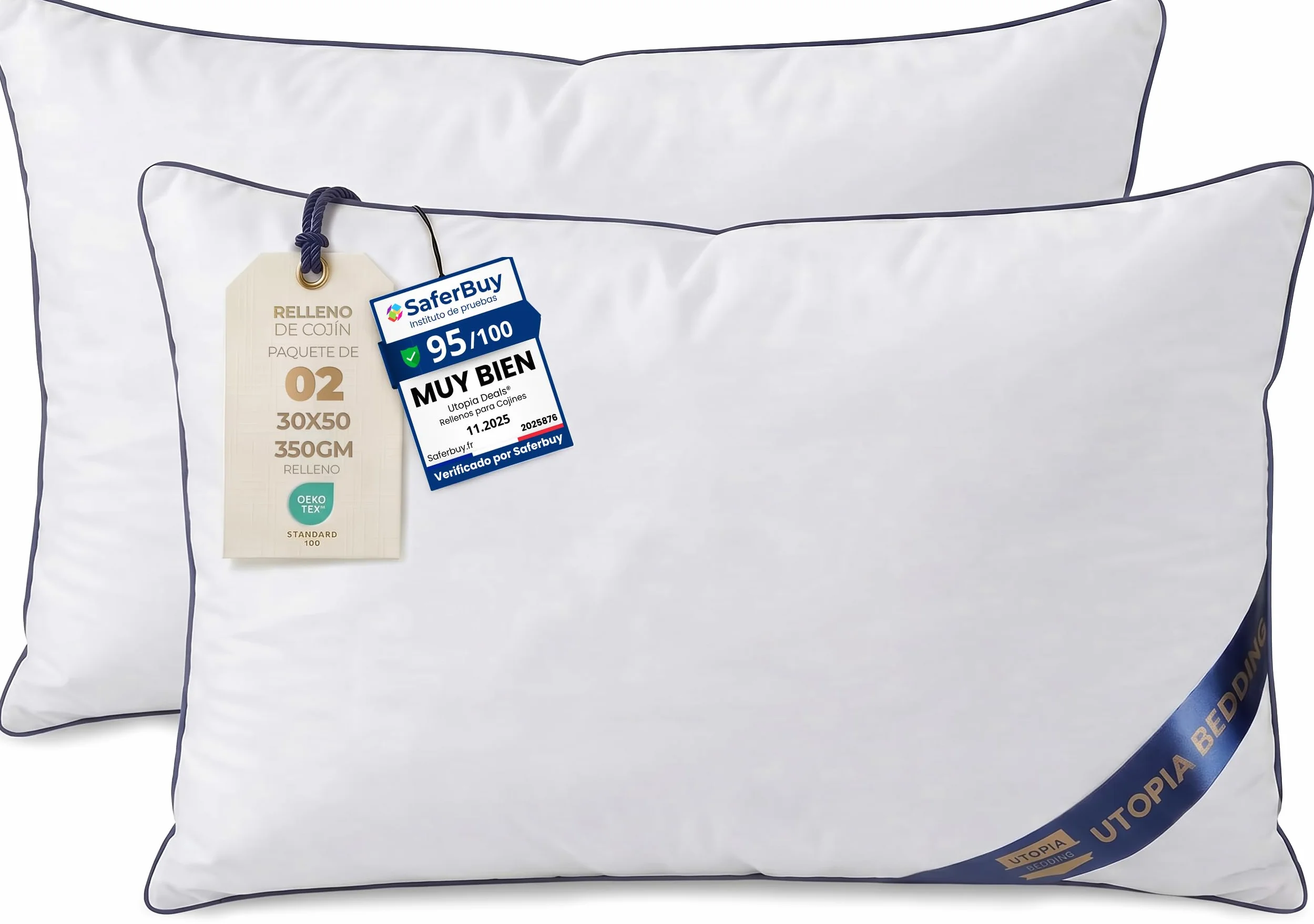 Utopia Bedding Relleno Cojín Decorativo 30x50 cm Blanco 2 Unidades