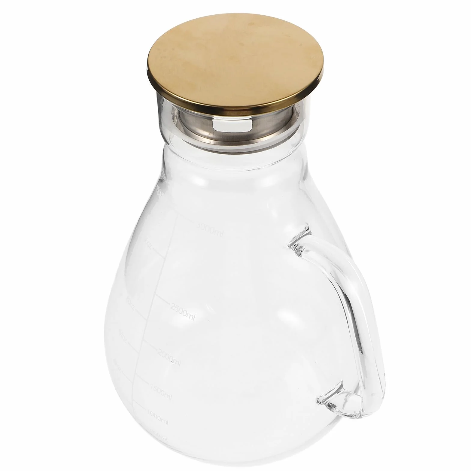 Jarra de Agua de Vidrio Borosilicato de 1300ml con Tapa de Acero Inoxidable y Silicona, Diseño Elegante y Antideslizante para Bebidas Frías en Restaurantes y Bodas