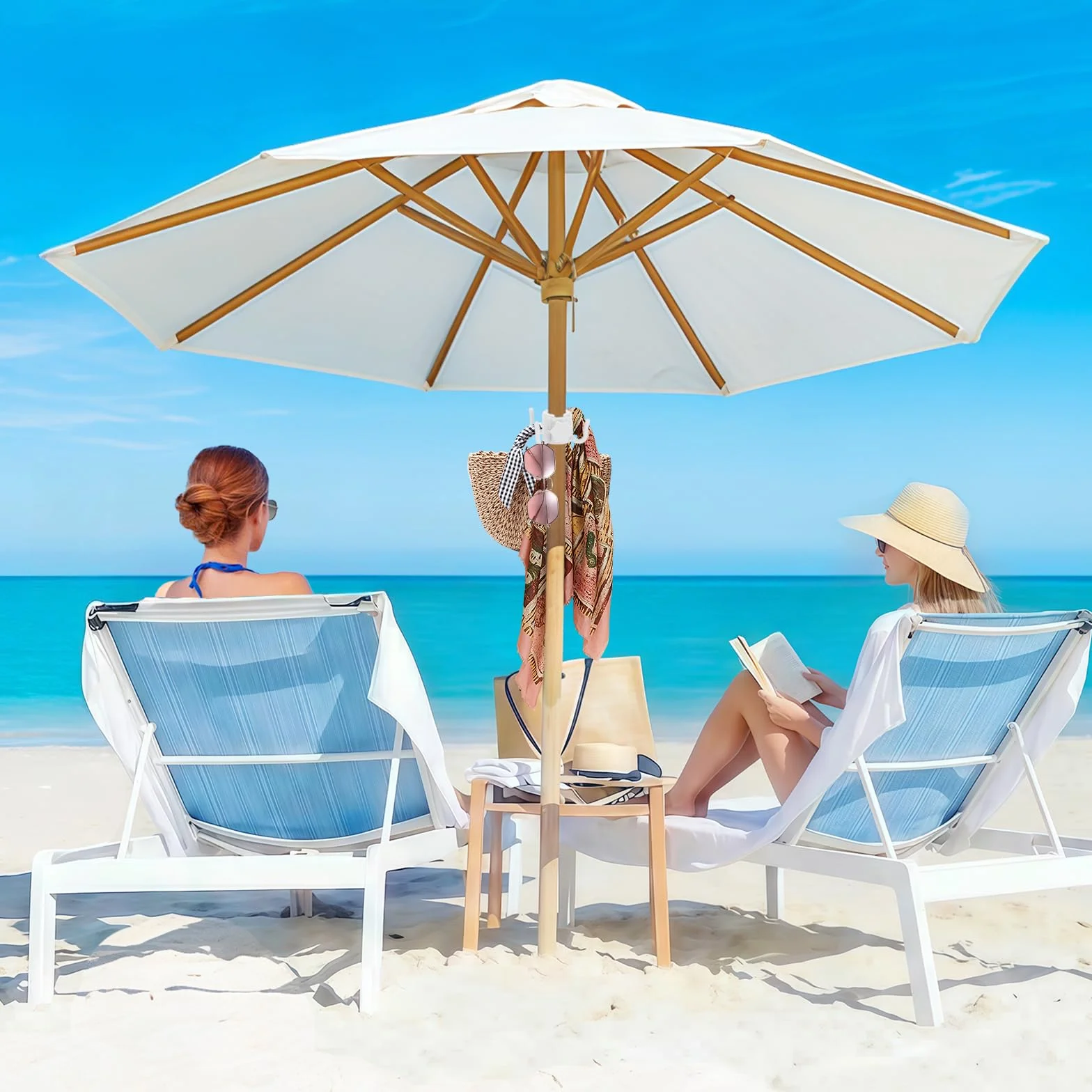 4 Puntas Gancho Para Colgar Sombrilla De Playa, Gancho Sombrilla Playa, Toallas, Ropa, Cámara, Gafas, Bolsos – Para Sombrillas De Sol Y Viaje, Blanco