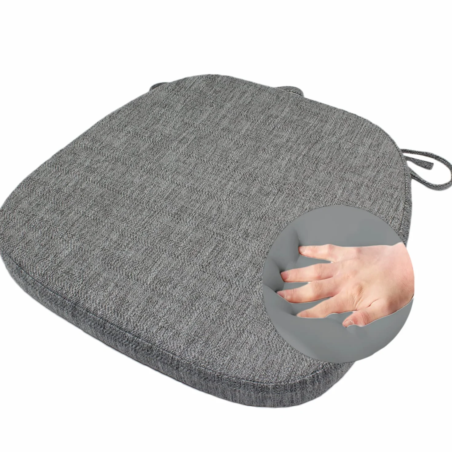KGPLOME Cojines de asiento para sillas de comedor, almohadilla antideslizante de espuma viscoelástica para silla de cocina con funda lavable a máquina (16.5 x 16.2 pulgadas), color gris