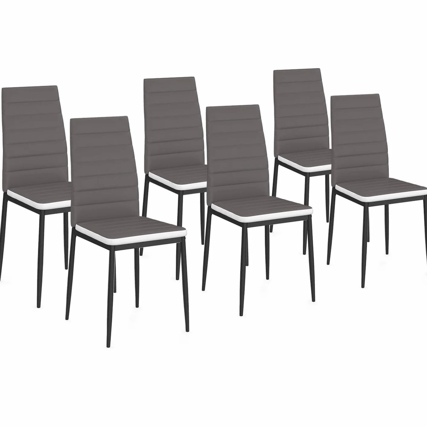Juego de 6 sillas romana grises diadema blanco comedor