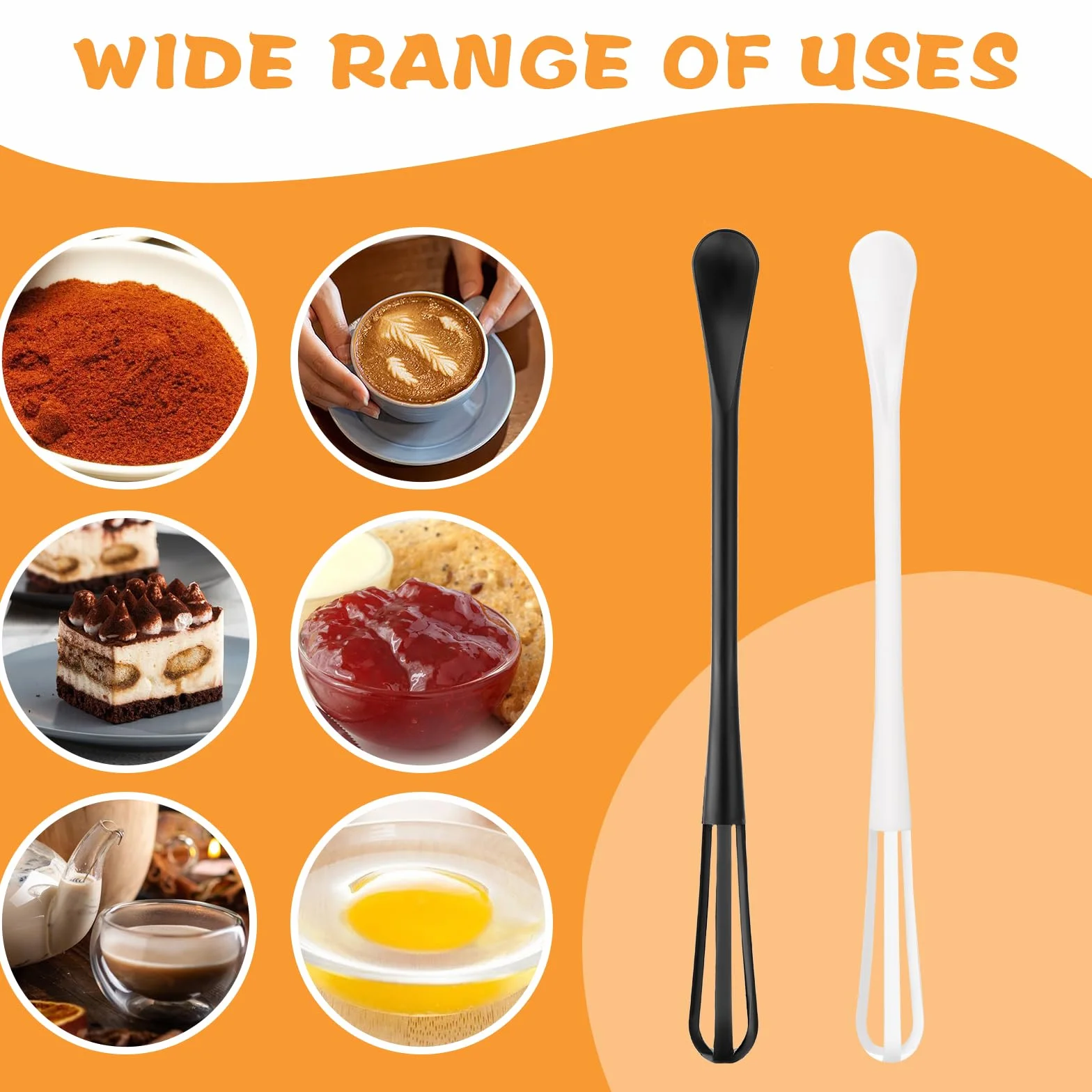 TIESOME Mini batidor multifuncional 2 en 1, 2 piezas de herramienta de mezcla pequeña con mango largo para mezclar y mezclar ingredientes y salsas