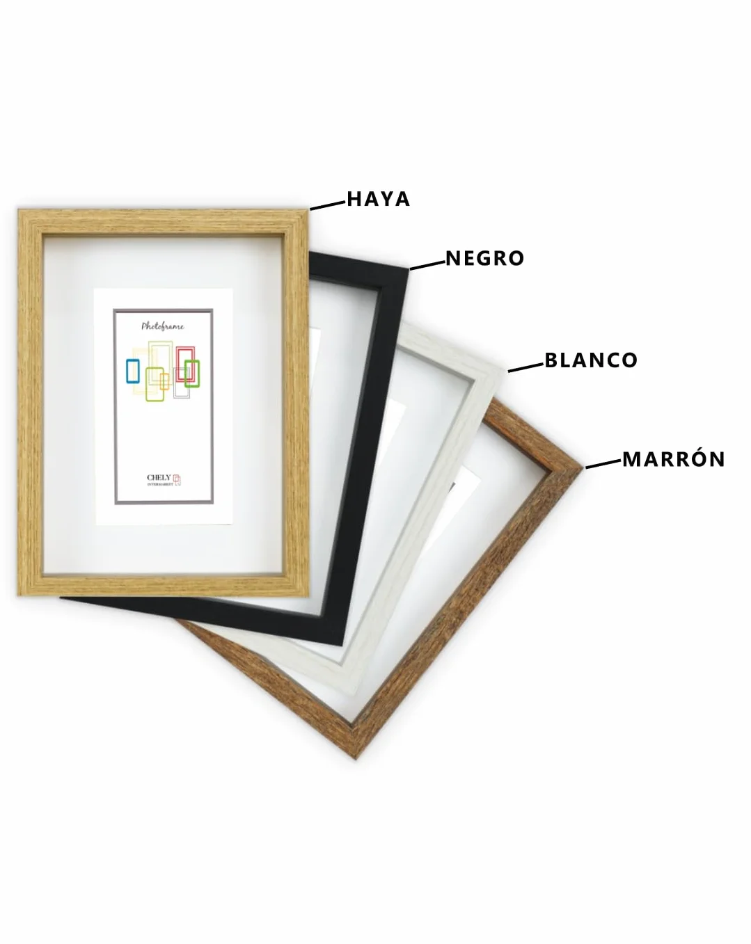 CHELY INTERMARKET MOD3503 Marco Profundidad Madera Haya 30x30cm Interior 20x20cm Vidrio Paspartú Decorativo Cuadro Objetos Recuerdo Decoración Moderna Estilo Elegante 1 Unidad Blanco