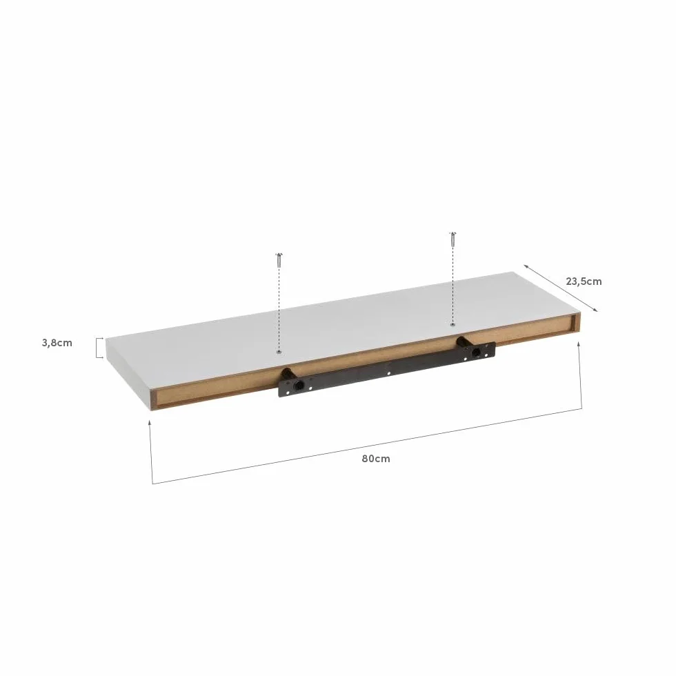 LOLAhome Baldas Flotantes de Madera Blancas 80x23,5 cm Estanterías de Pared Decorativas