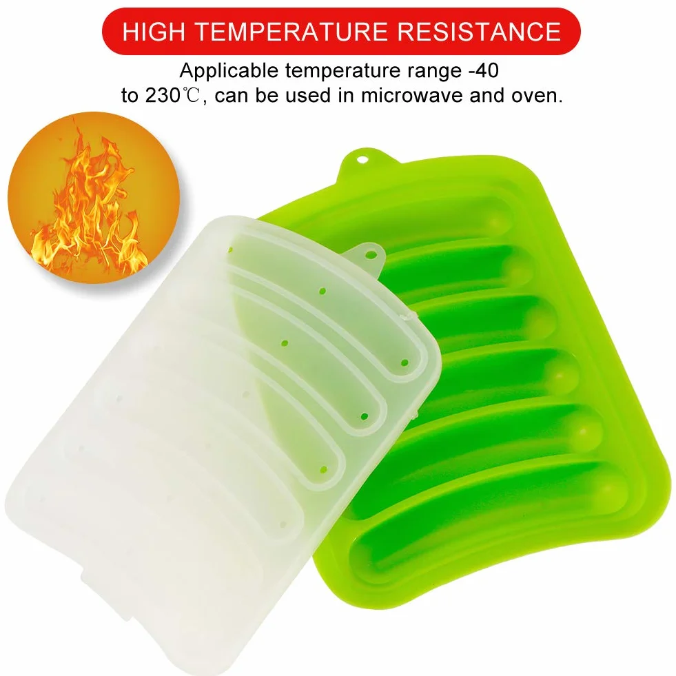 Molde de silicona para salchichas,antiadherente,paquete de 3 moldes para hornear perros calientes para niños,sin BPA,hecho a mano,bandeja para hamburguesas y salchichas,molde para comida para(Verde)
