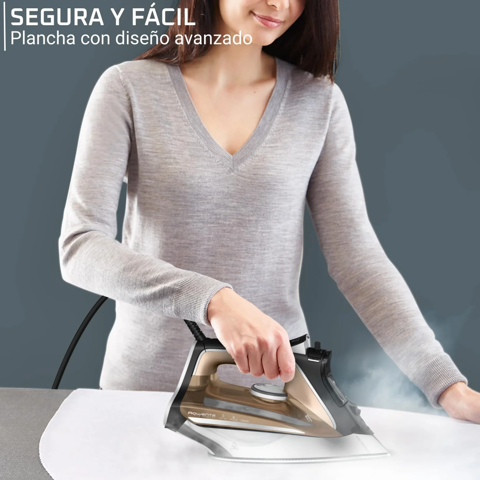 Rowenta Pro Master DW8203D1 – Plancha de Vapor 2800W, Golpe 200 g/min, Vapor Continuo 45 g/min, Suela Microsteam 400 HD, Depósito 310 ml, Antical, Antigoteo, Función Eco y Vapor Vertical