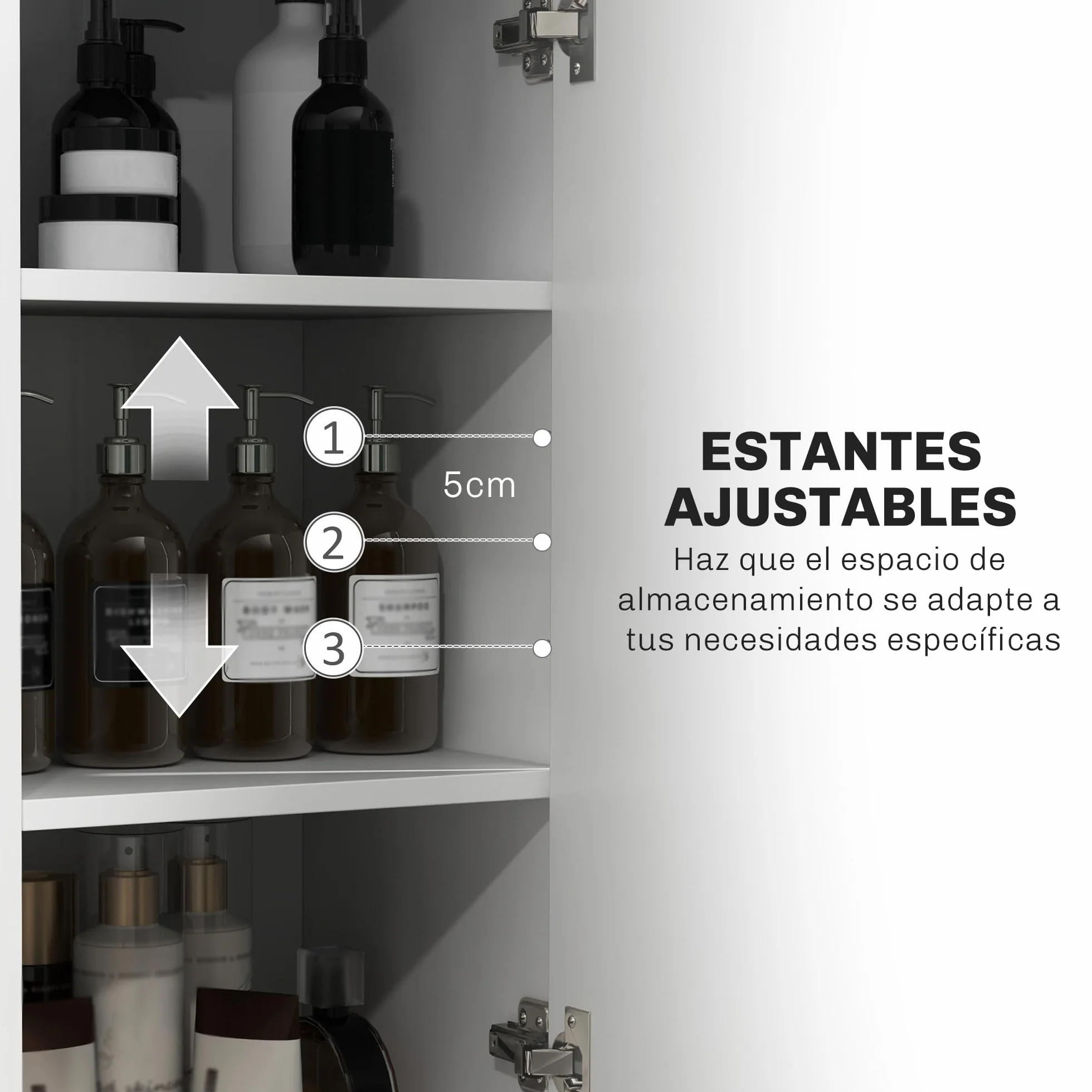 HOMCOM Columna de Baño Armario Alto de Baño con Cajón 2 Puertas y Estantes Ajustable Mueble Auxiliar de Baño Moderno Anti-vuelco 34x32x170 cm Blanco
