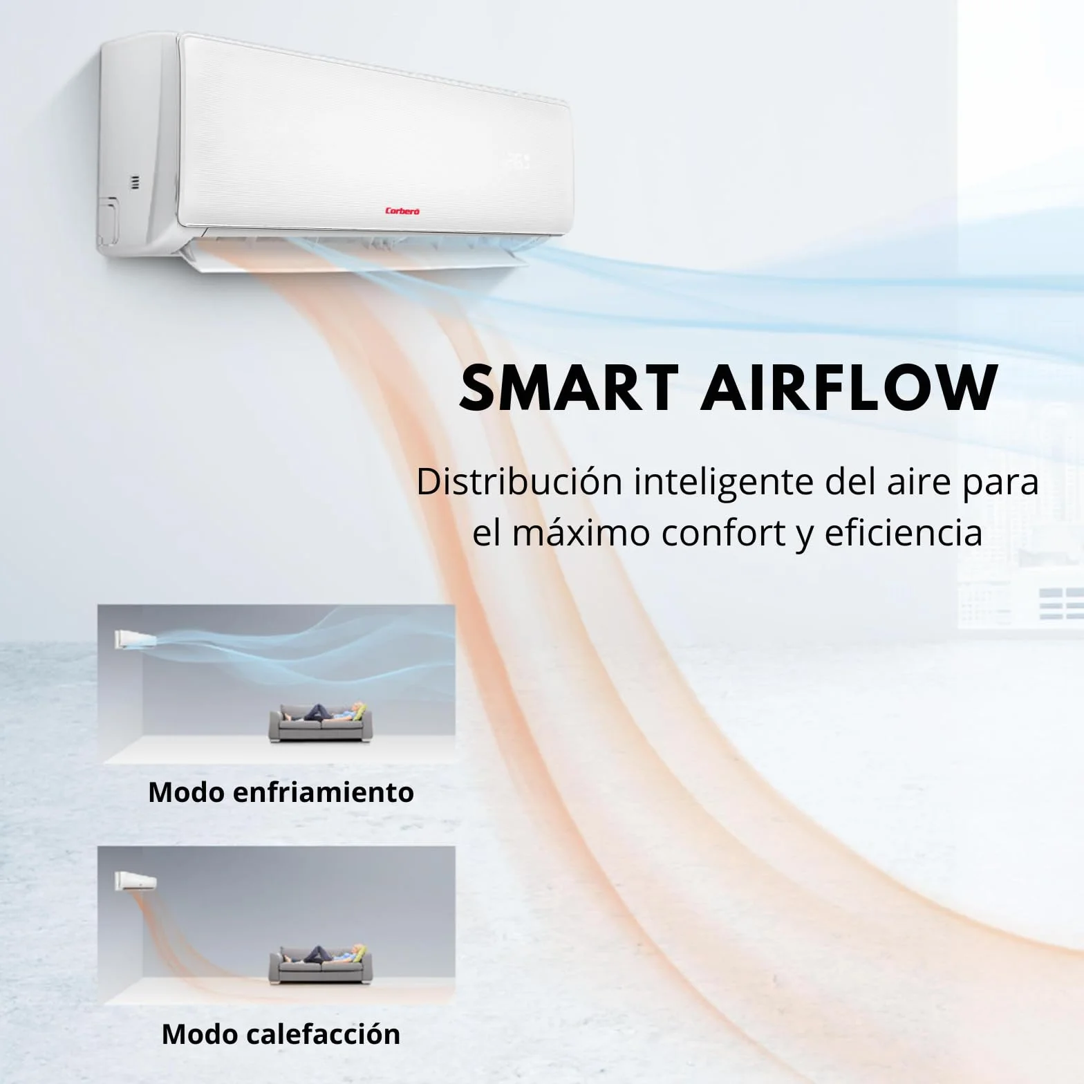 Corbero - Aire Acondicionado Split 9000BTU | CSP09GREGAL | Wifi | Inverter | Gas R32 | Eficiencia Energética A++/A+ | Bajo Consumo Energético | Control Remoto, Blanco