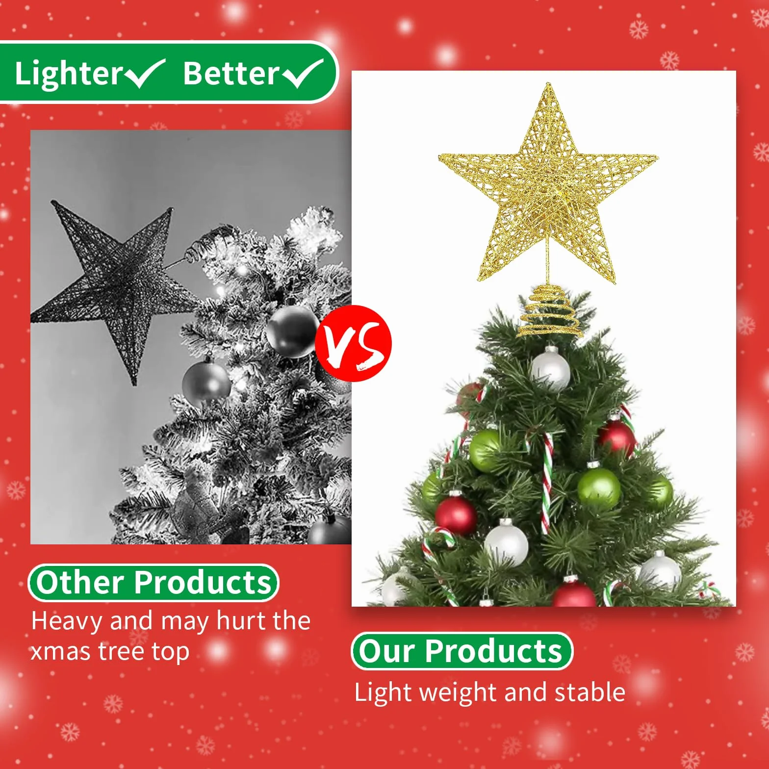 Estrella Arbol de Navidad Dorada, Grande Metal Brillante Estrella para Arbol de Navidad, Purpurina 20 cm Oro Estrellas Decoración Arbol de Navideño, Adorno Navideña para el Hogar