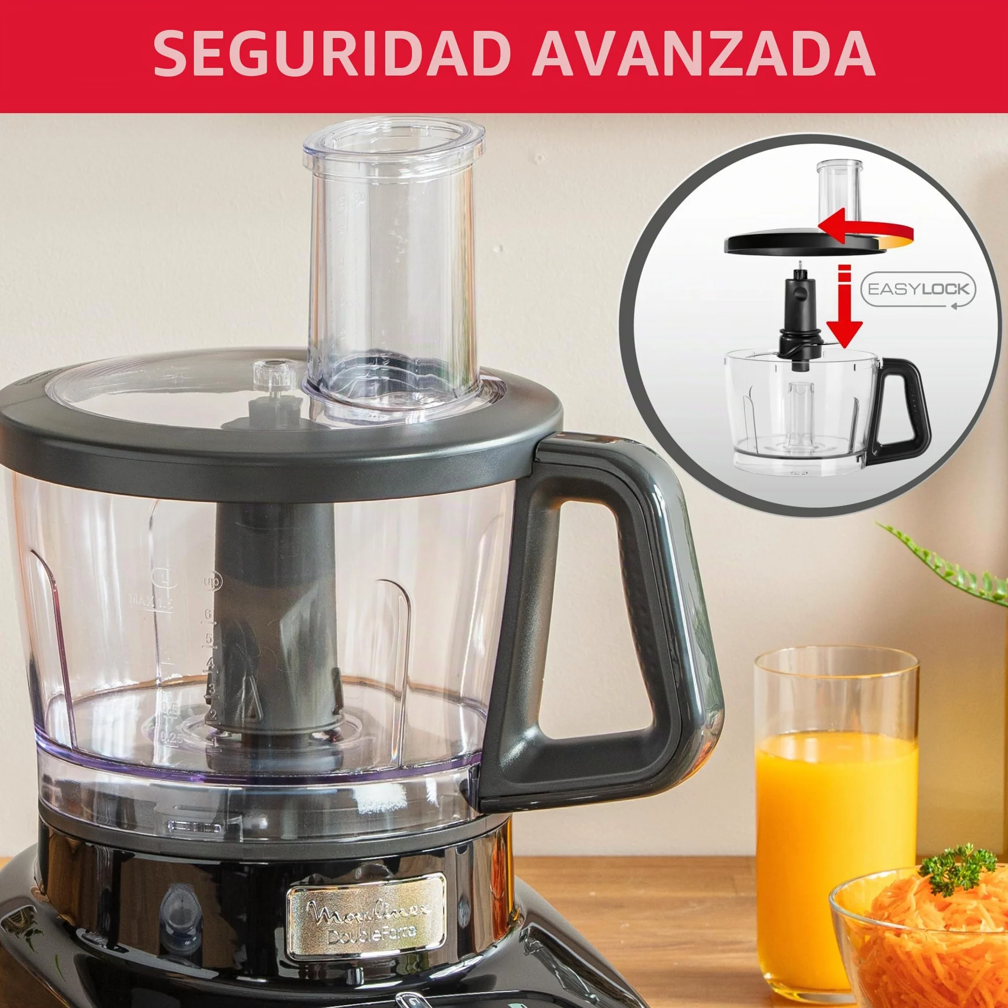 Moulinex Robot Multifonction, 8 accesorios, 6 vitesses, DoubleForce FP821811 - Robot de cocina multifunción, plástico, color negro