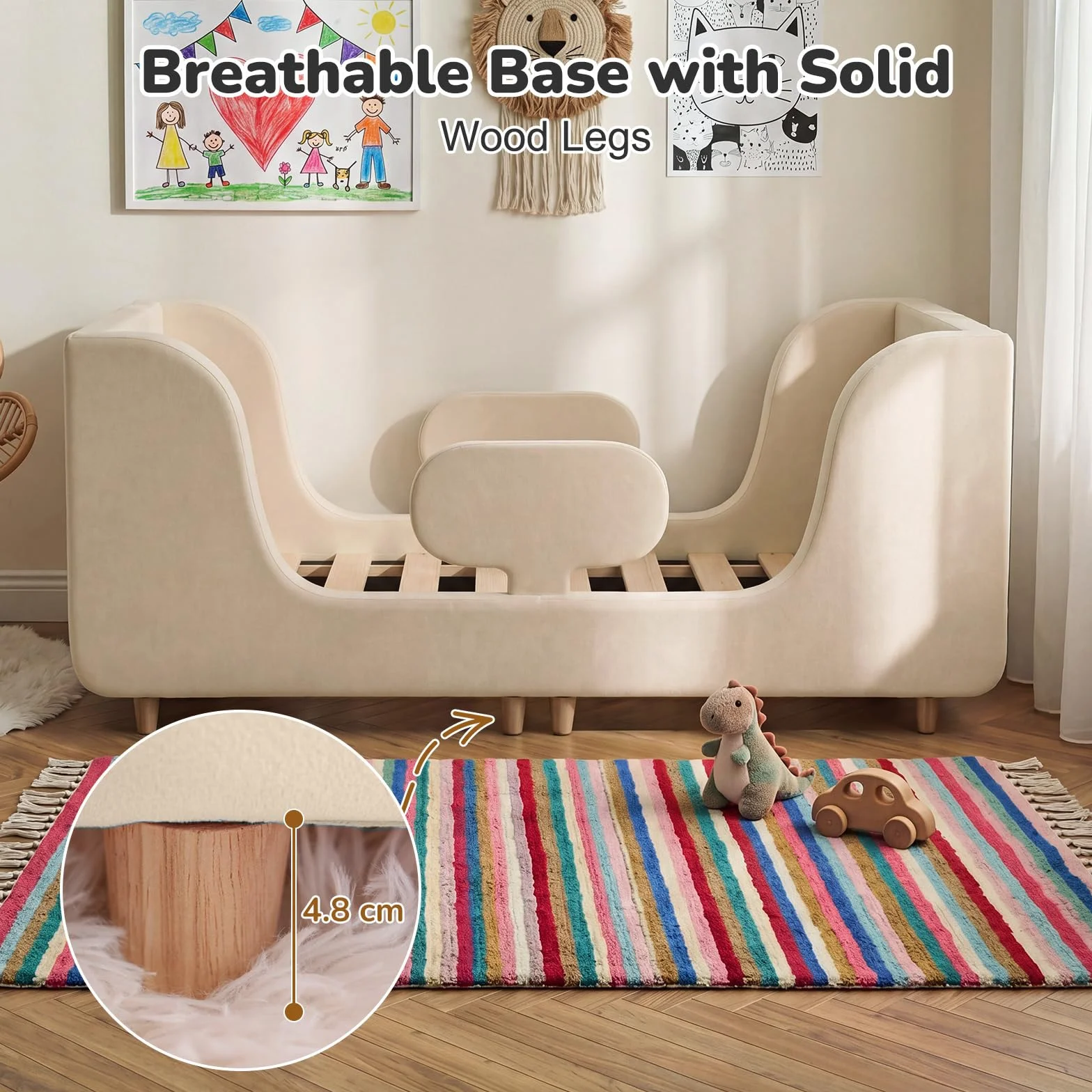Cama para niños pequeños suave acolchada para niños y niñas