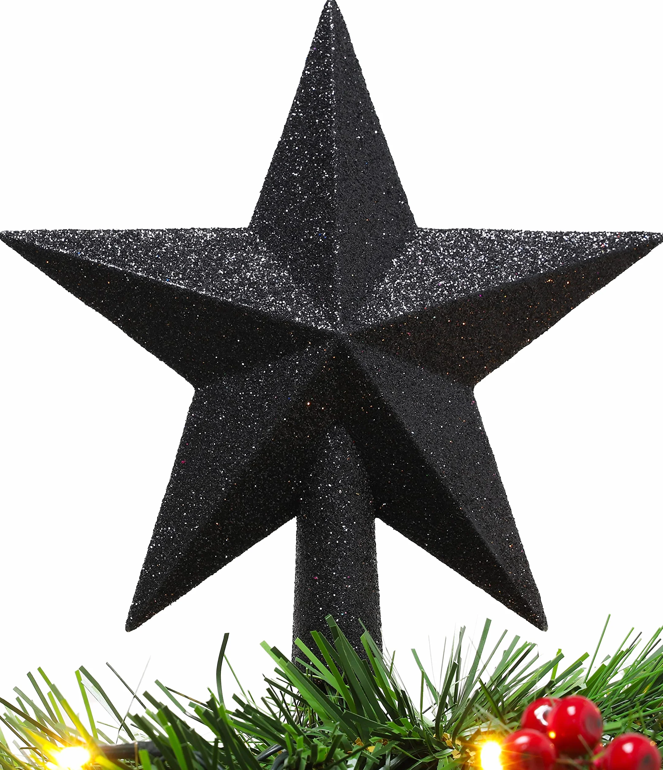 Christmas Concepts 20cm Glitter Tree Topper Czarny Adorno Punta Árbol Navidad