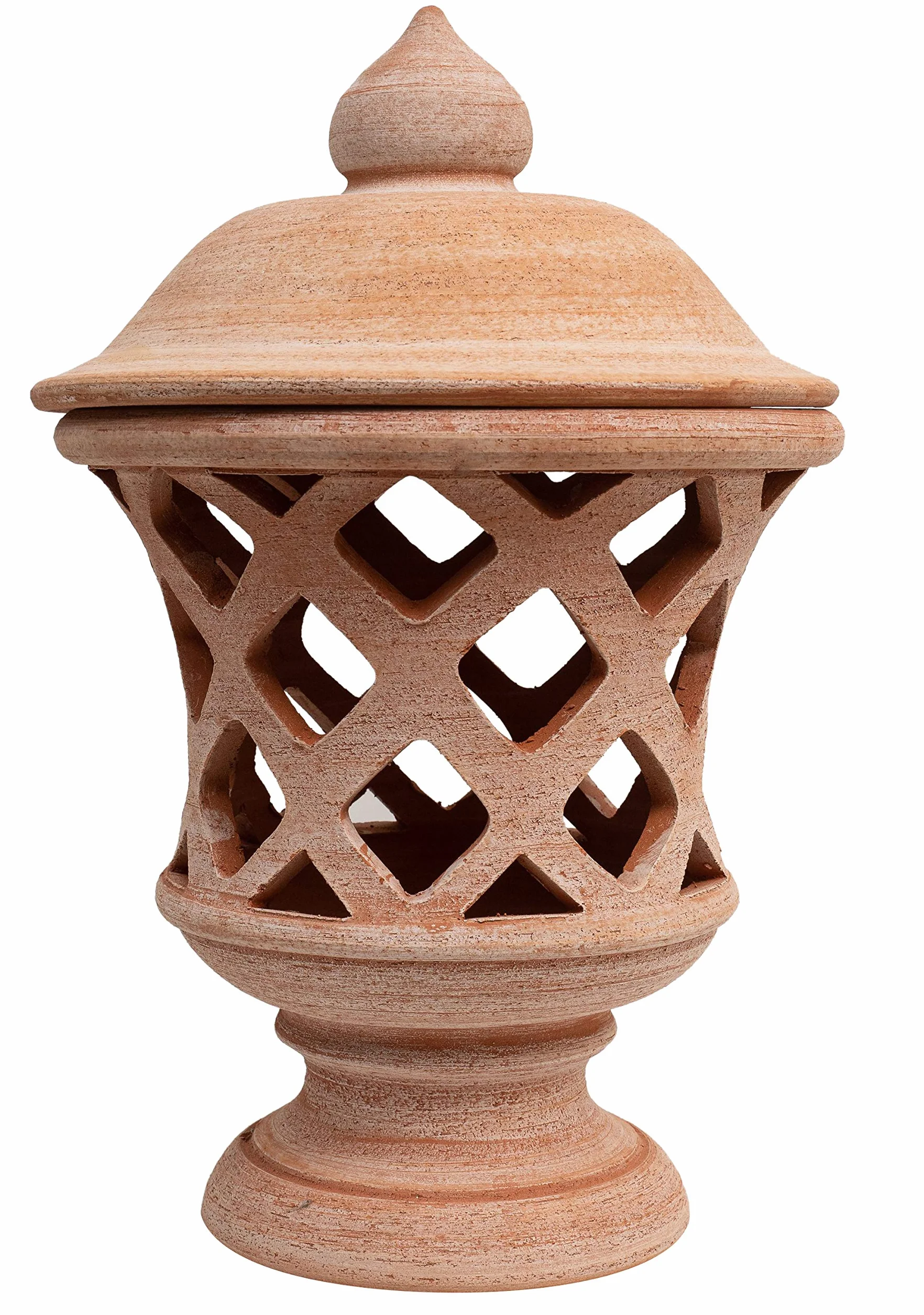 Biscottini Farol de exterior de terracota 55 x 35 x 35 cm | Faroles de exterior portavelas fabricados en Italia | Faroles para iluminación de jardín