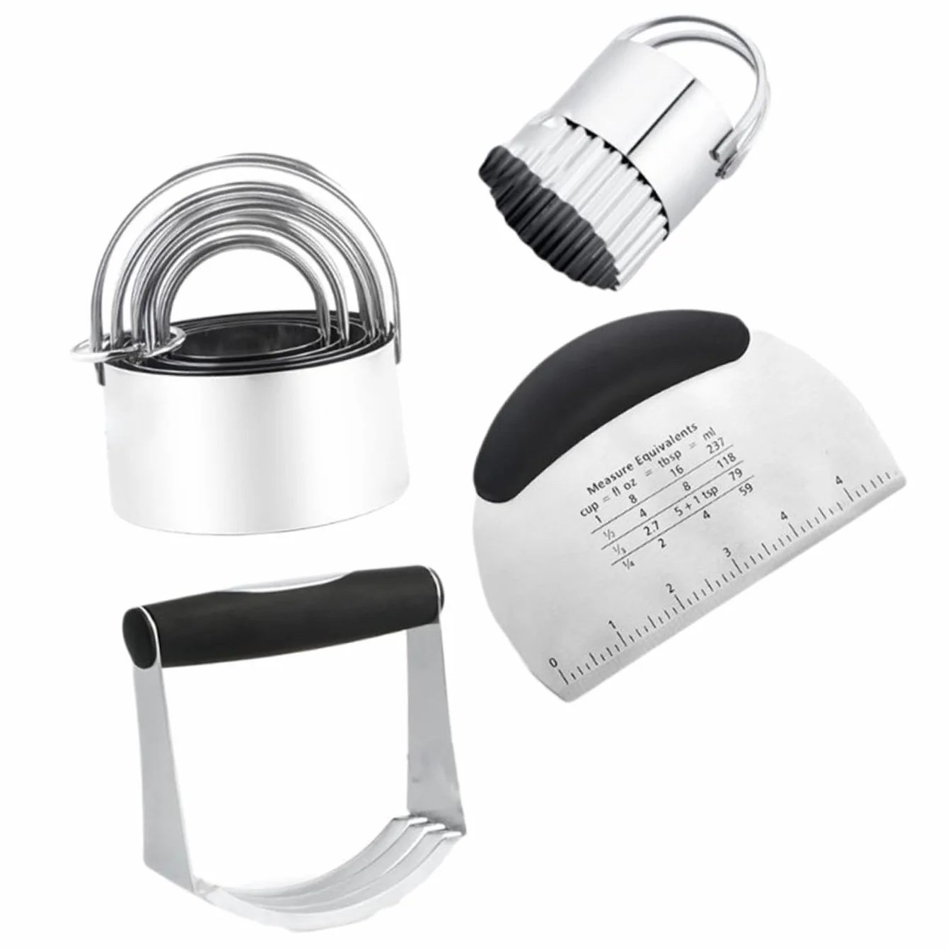 Cabilock Set de Utensilios de Repostería Cortador de Galletas de Acero Inoxidable y Escala de Medida, Adecuado para Hornear Pan y Pasteles