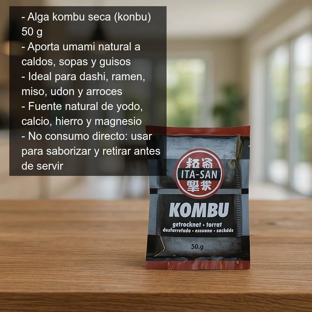 Alga Kombu seca en láminas 50 g para dashi y caldos japoneses