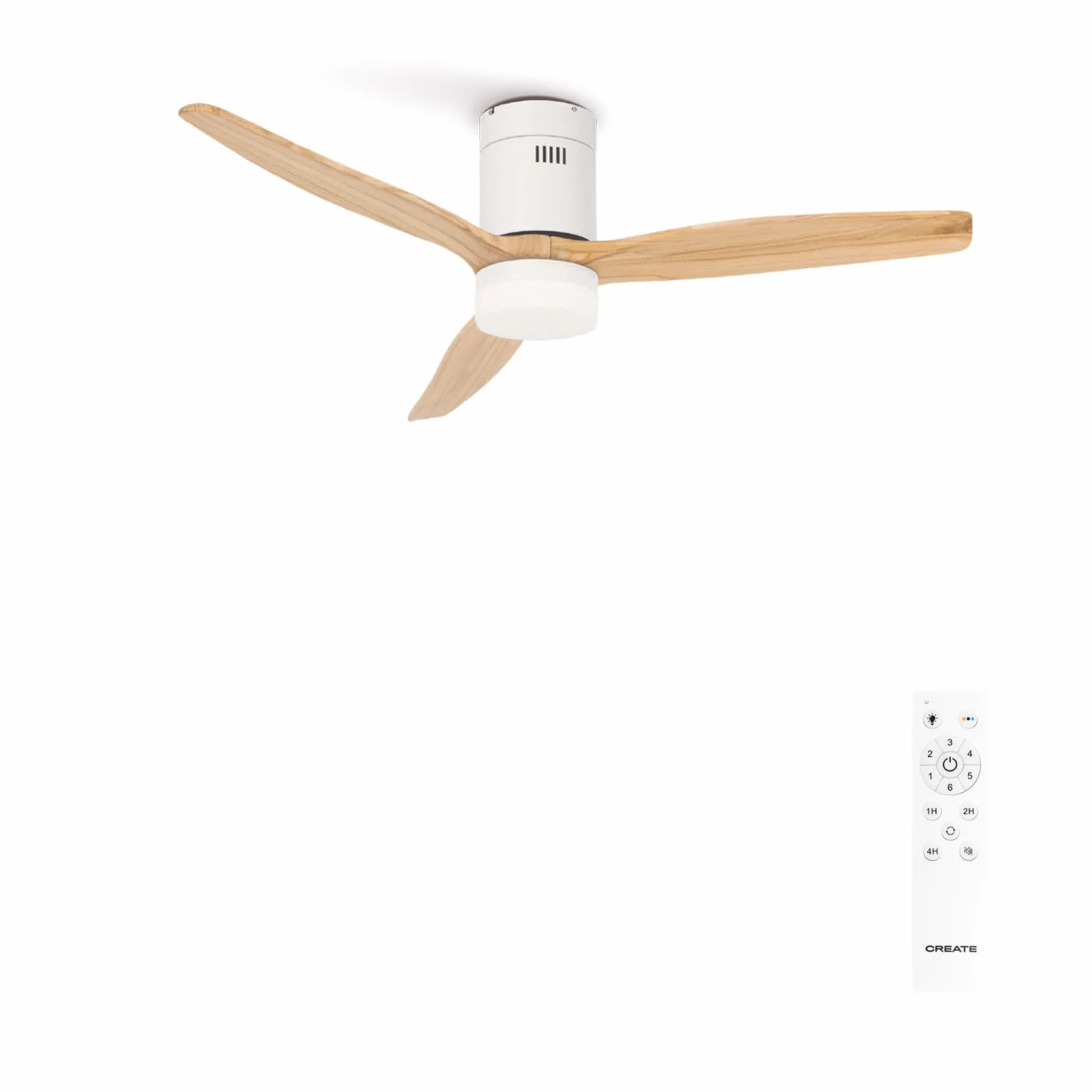 Ventilador de techo ABS con luz blanco 40W Ø132 cm 6 velocidades 3 temperaturas luz temporizador verano-invierno