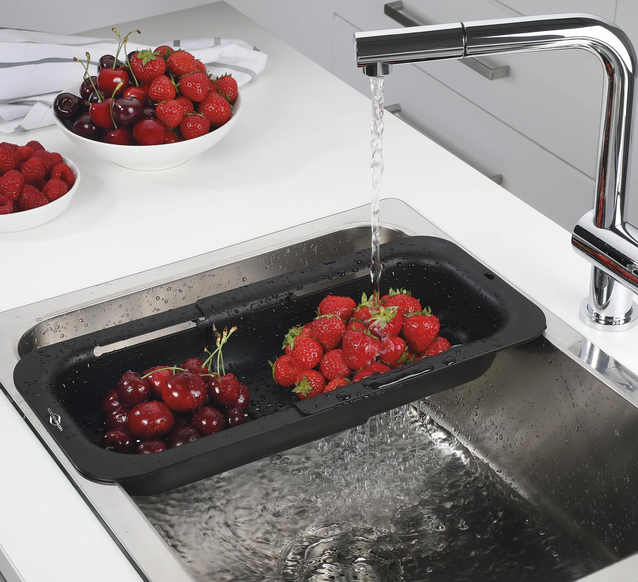 KÜCHENPROFI Colador de fregadero extensible universal 100 °C plástico resistente