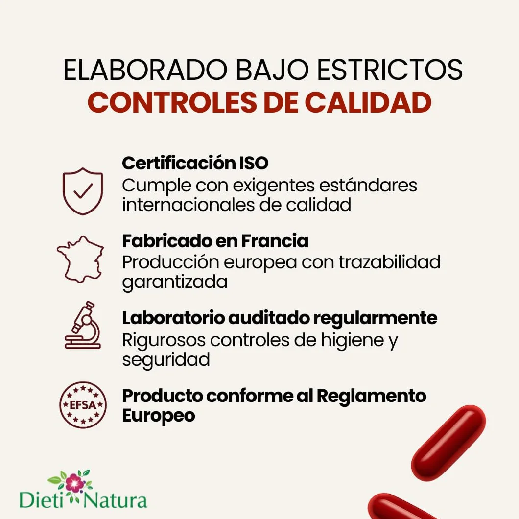 Dieti Natura Levadura de Arroz Rojo 60 Cápsulas 2,9mg Monacolina K para Reducir Colesterol Salud Cardiovascular