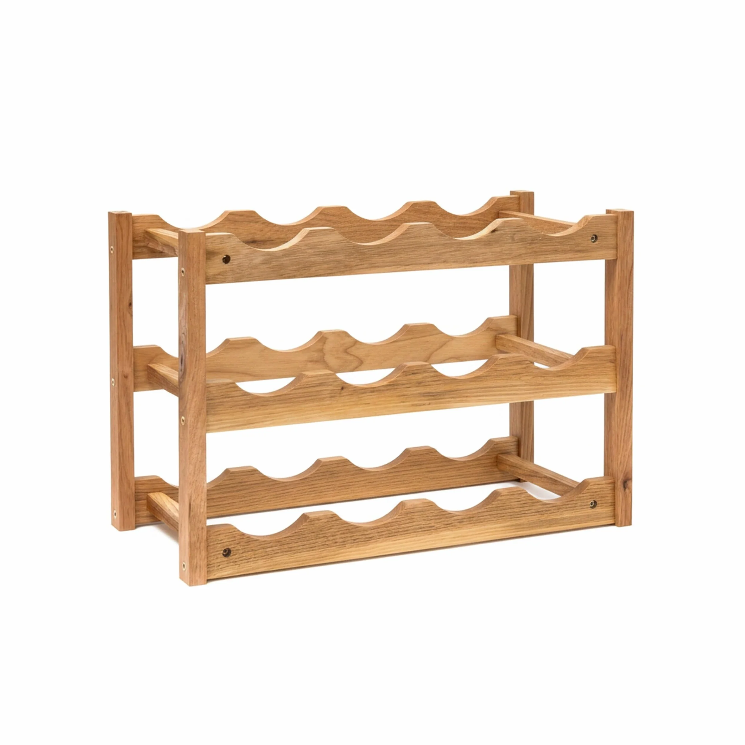 Relaxdays Botellero pequeño de Madera natural 28 x 42,5 x 21 cm Estante con 3 niveles para 12 botellas de vino, soporte de nogal barnizada para almacenar