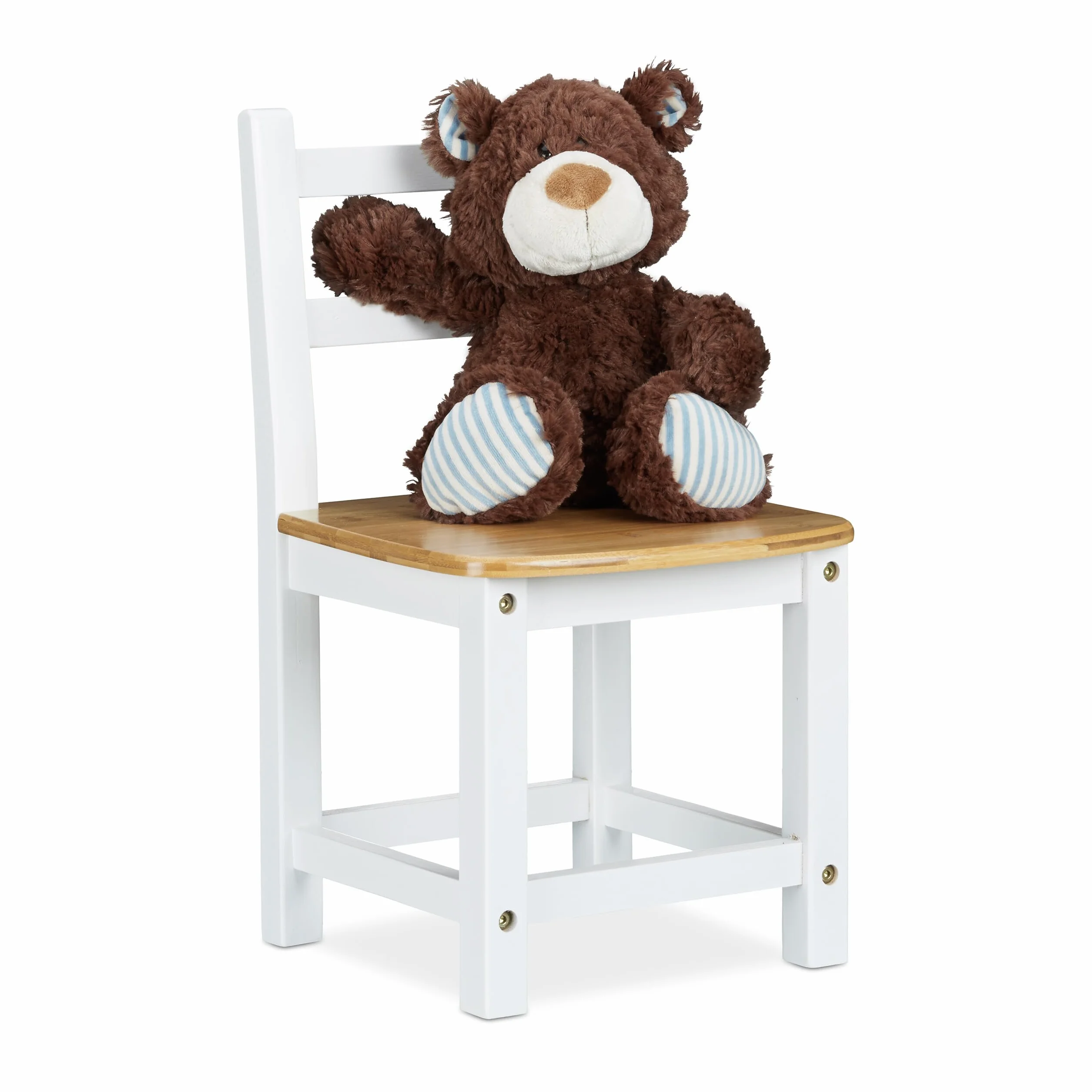 Relaxdays – Silla para niños Rustico de bambú, para niños y niñas, Asiento para el Dormitorio de los niños, 50 x 28.5 x 28 cm, Color Blanco y marrón Natural