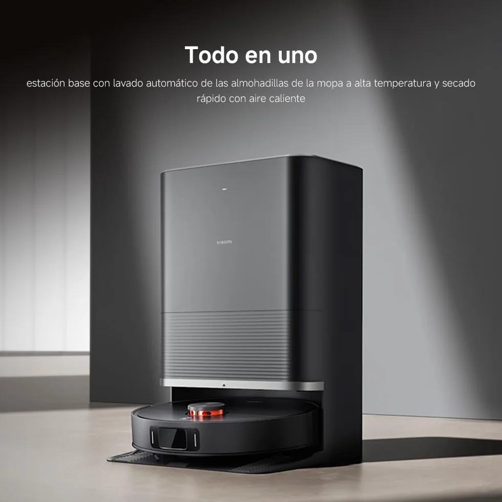 XIAOMI Robot Vacuum X20 MAX con estación Todo en uno: Vaciado automático, Lavado a Alta Temperatura y Secado rápido. 8000Pa, Brazo Extensible, Cepillo Anti-enredos, navegación LDS y Control por App.