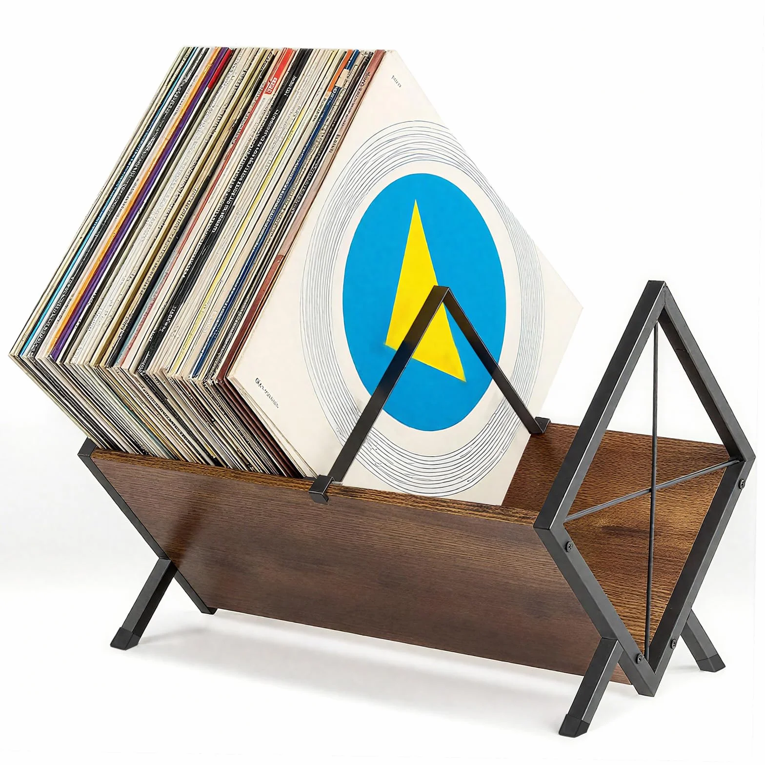 Estantería vinilos Soporte Vinilo 80-100 LPs Mueble Organizador Discos Madera Abrazadera Separadora Antideslizante