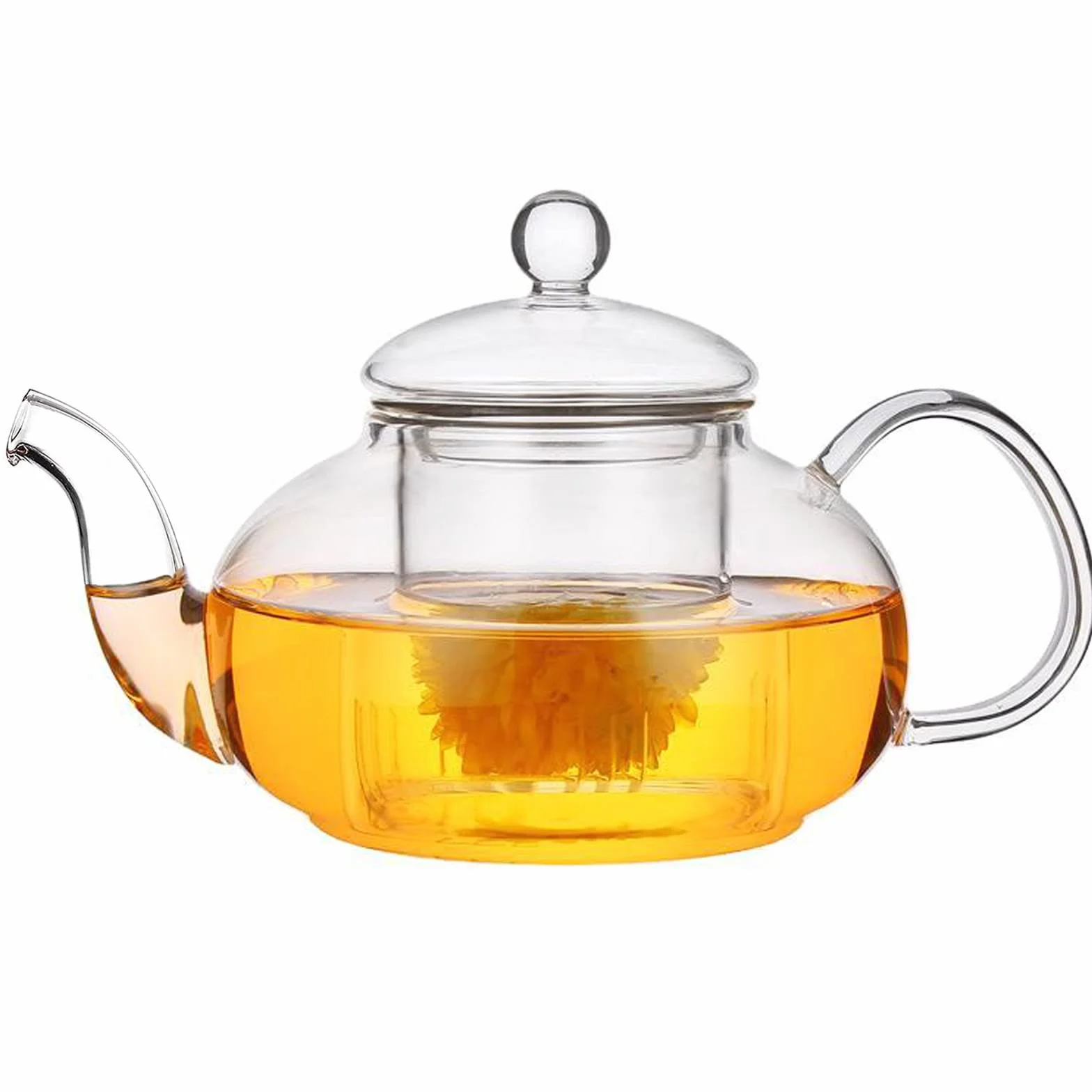 Tetera de Cristal de Borosilicato 600 ml con Filtro para Té Suelto Resistente al Calor
