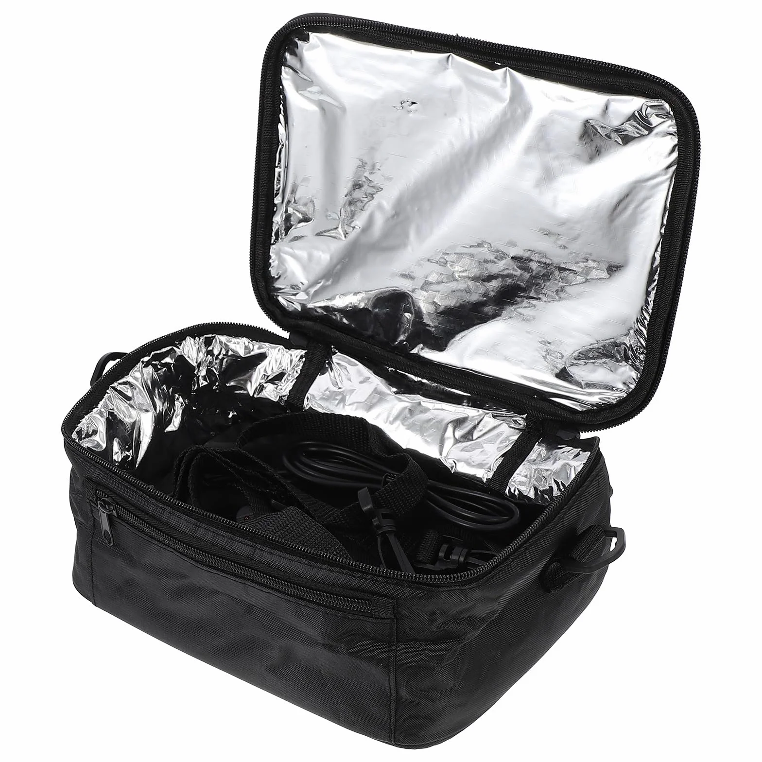 FRCOLOR Bolsa Térmica para Almuerzo de Coche 12v, Calentador Portátil Aislamiento Oxford, Bolsa de Comida Negra Aluminio Térmico para Viajes y Oficina