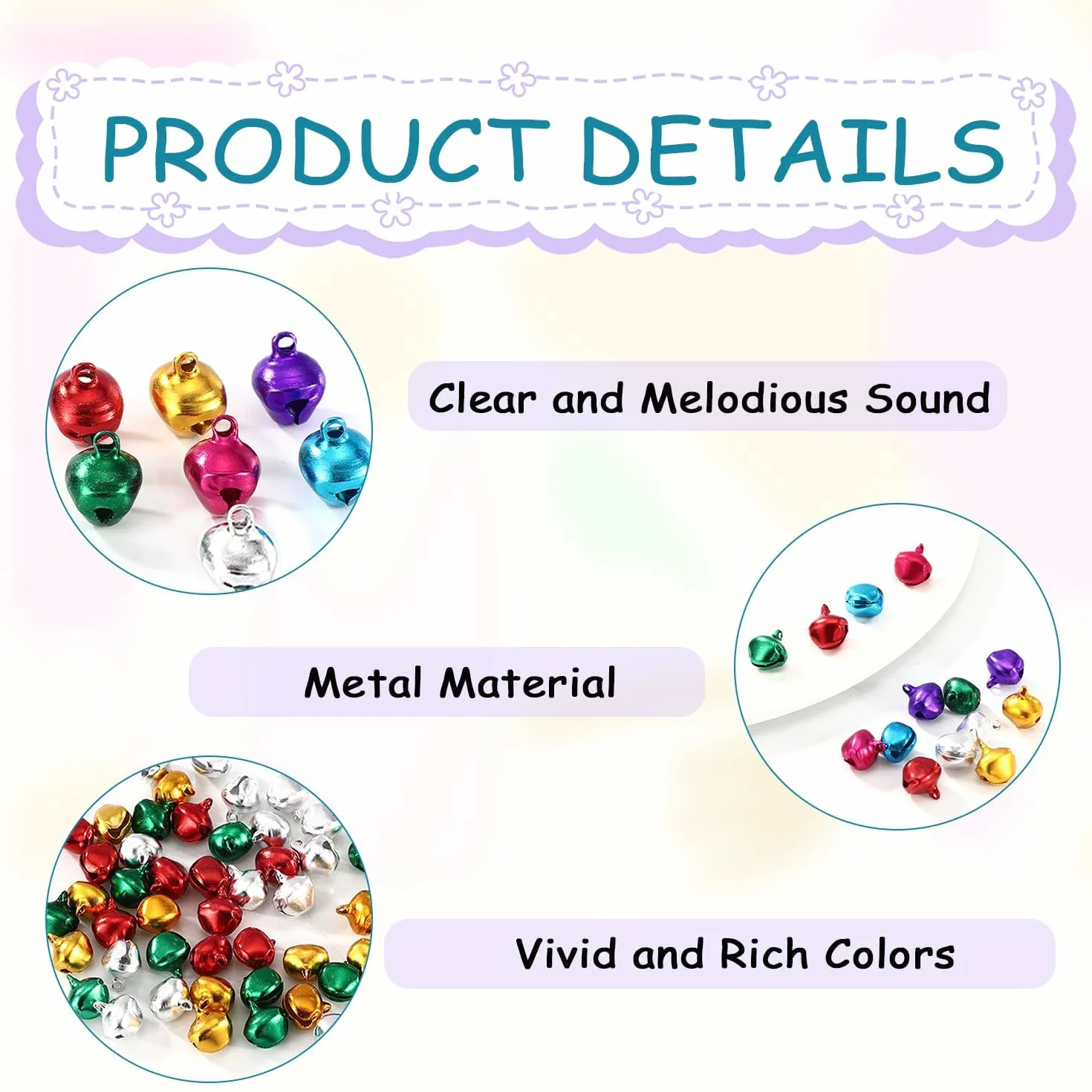 300 cascabeles de 10 mm para manualidades, campanas de metal, color dorado y plateado