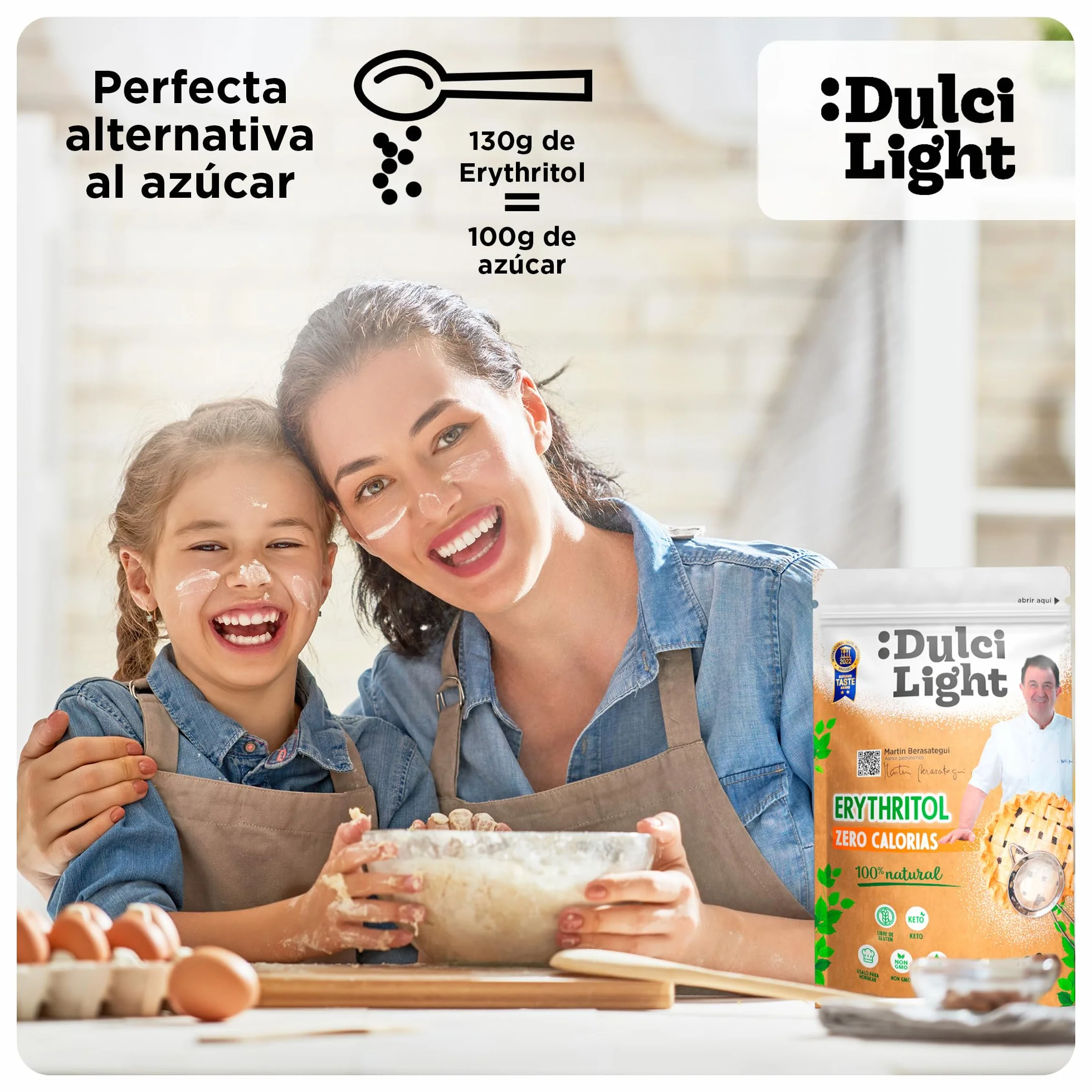 Dulcilight Edulcorante Eritritol 2Kg Zero Calorías Sustituto del Azúcar Sabor Natural No GMO Keto Vegano Libre de Gluten