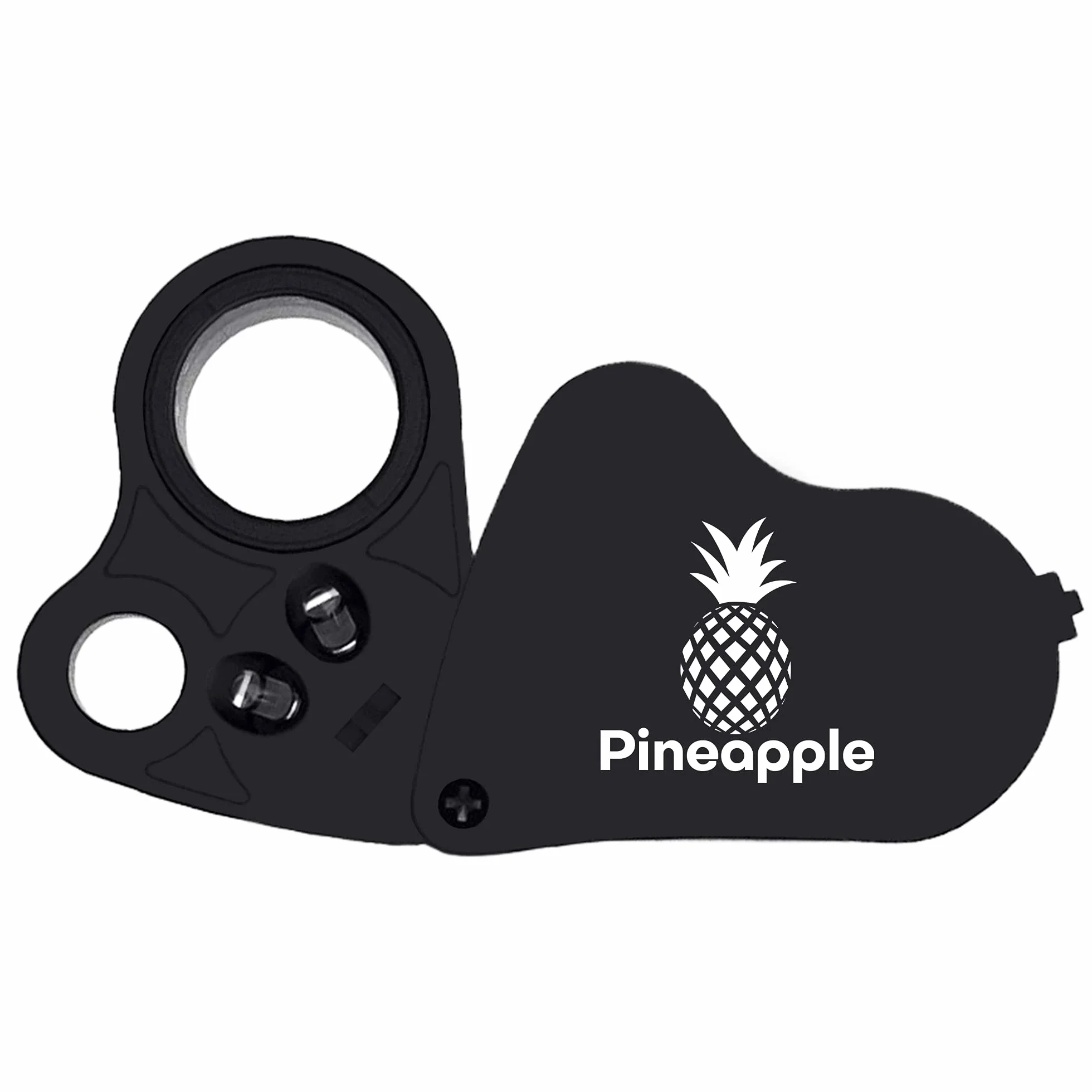Pineapple Lupa de joyería de 30 x 60 aumentos con luz, lupa iluminada para joyas, lupa de bolsillo para monedas, joyas, plantas, monedas, diamantes, sellos (negro)