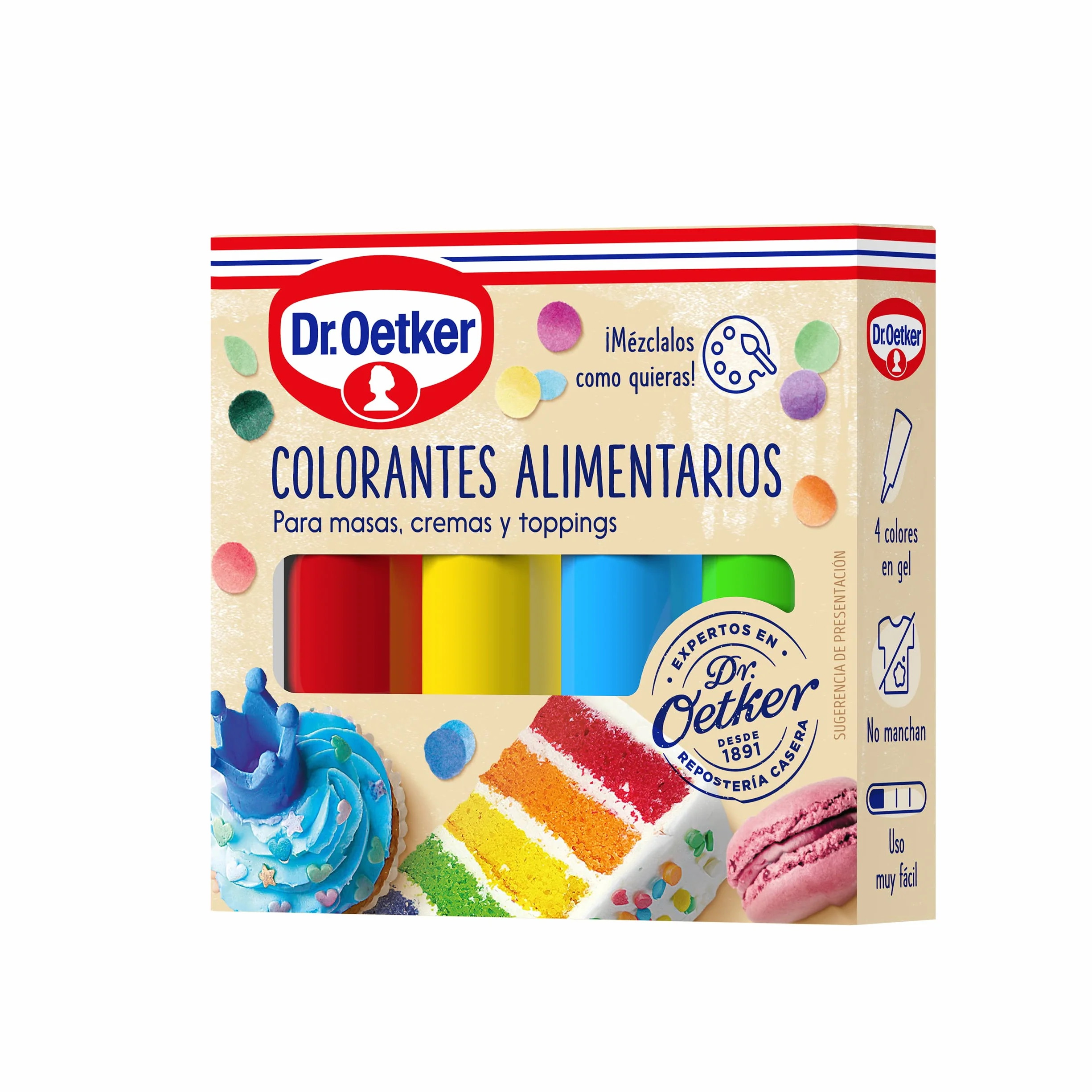 DR. OETKER Colorantes Alimentarios Pack de 4 Lápices para Pasteles, Tartas y Fondants