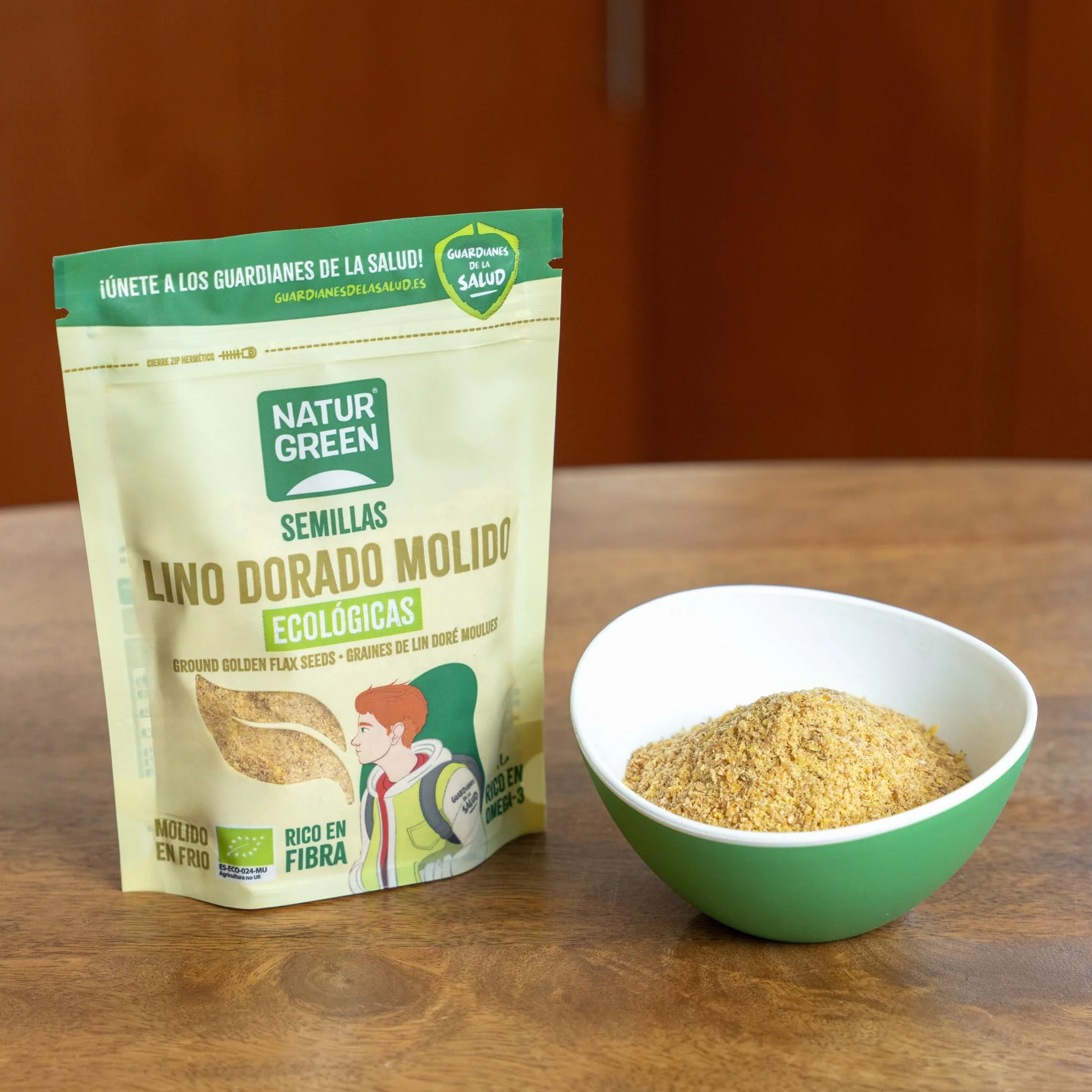 NaturGreen Semillas de Lino Dorado Molido Bio 150g | Alto en Fibra y Proteína | Omega-3 | Sin Azúcares Añadidos | Ecológico