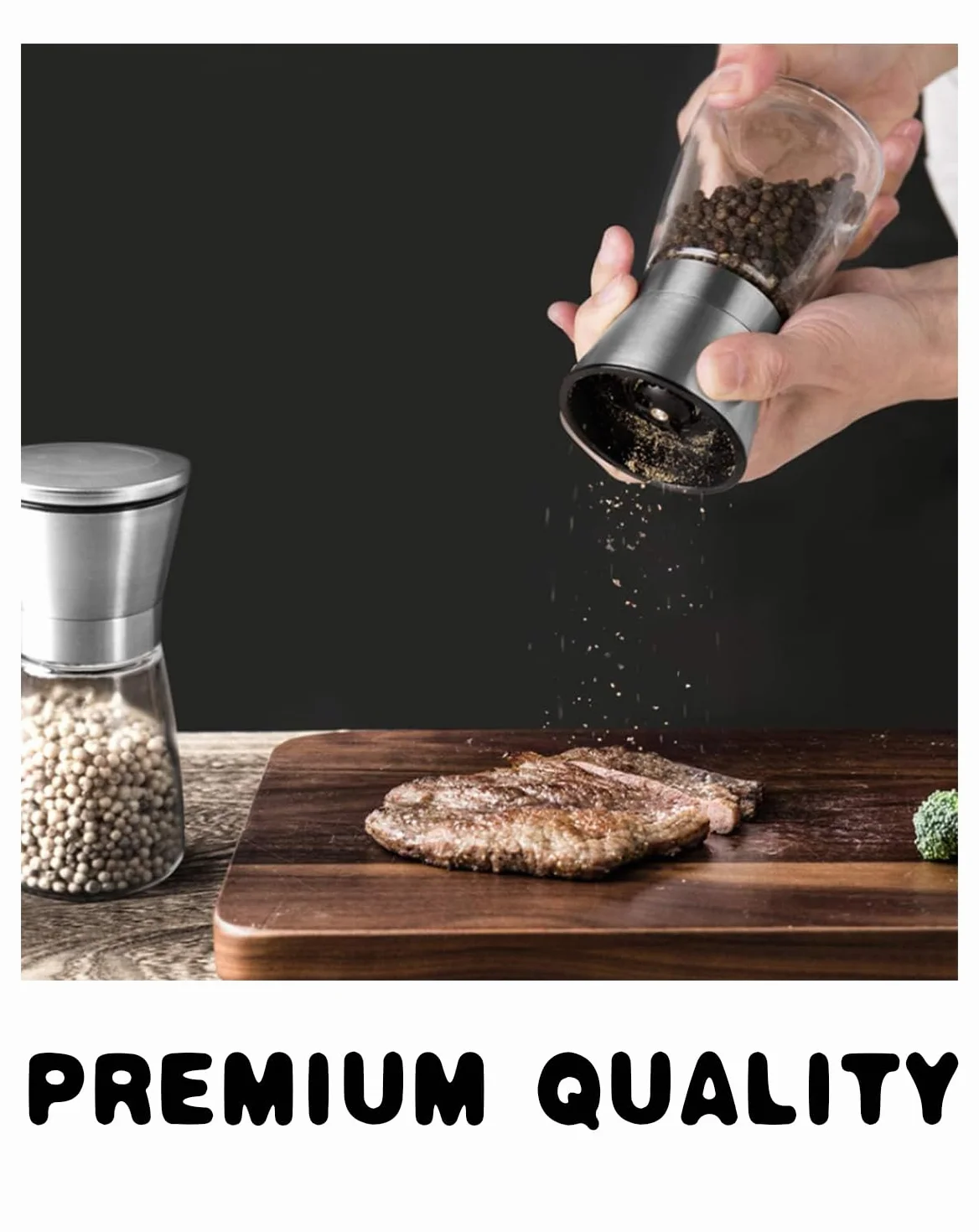 Molinillo Pimienta Núcleo Cerámica Grosor Ajustable 2-pack