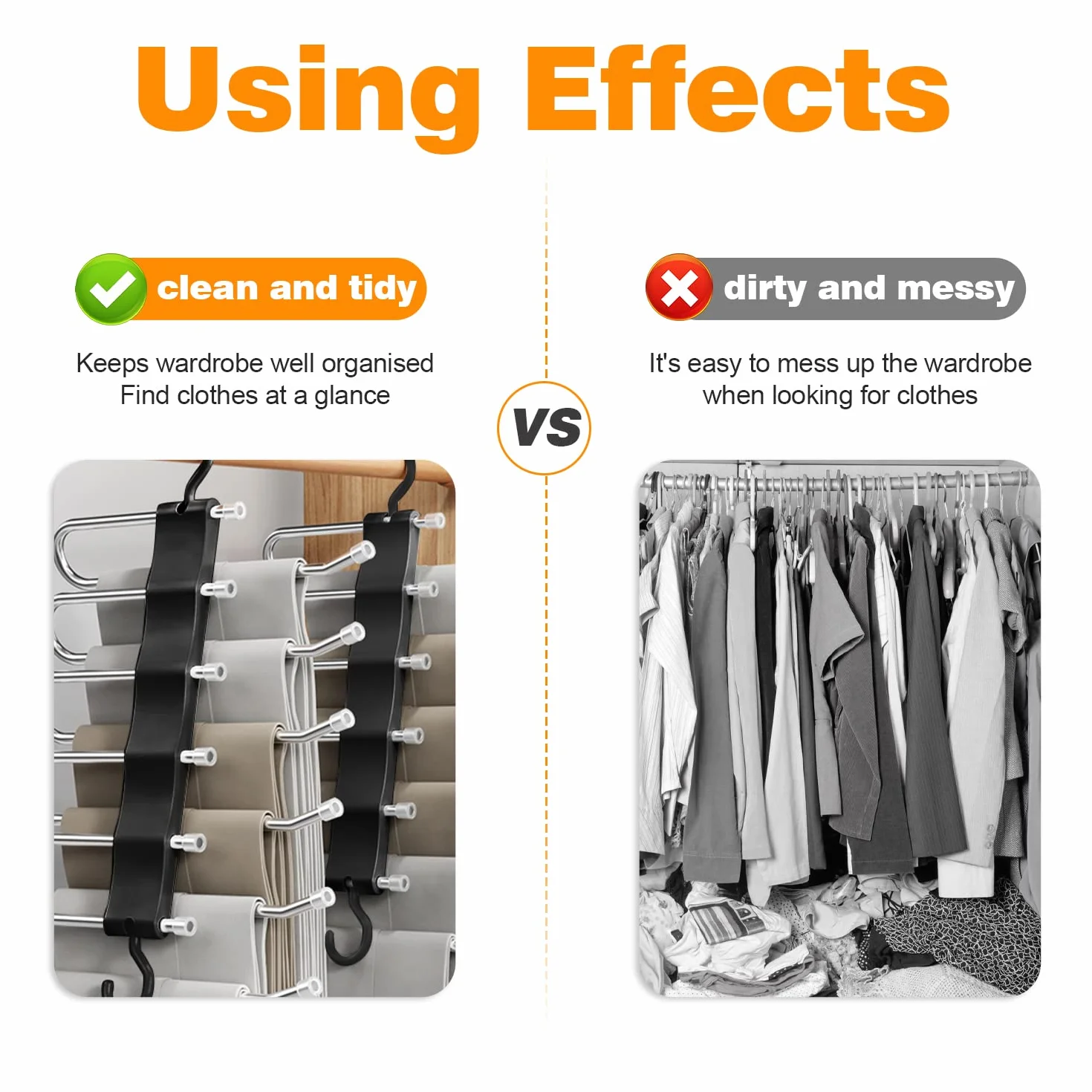 Sternstunde Percha para Pantalones 6 En 1 para Ahorrar Espacio, Percha De Acero Inoxidable Extensible, Soporte para Pantalones para Armario, Organizador MáGico para Pantalones, Ropa, Toallas (1)