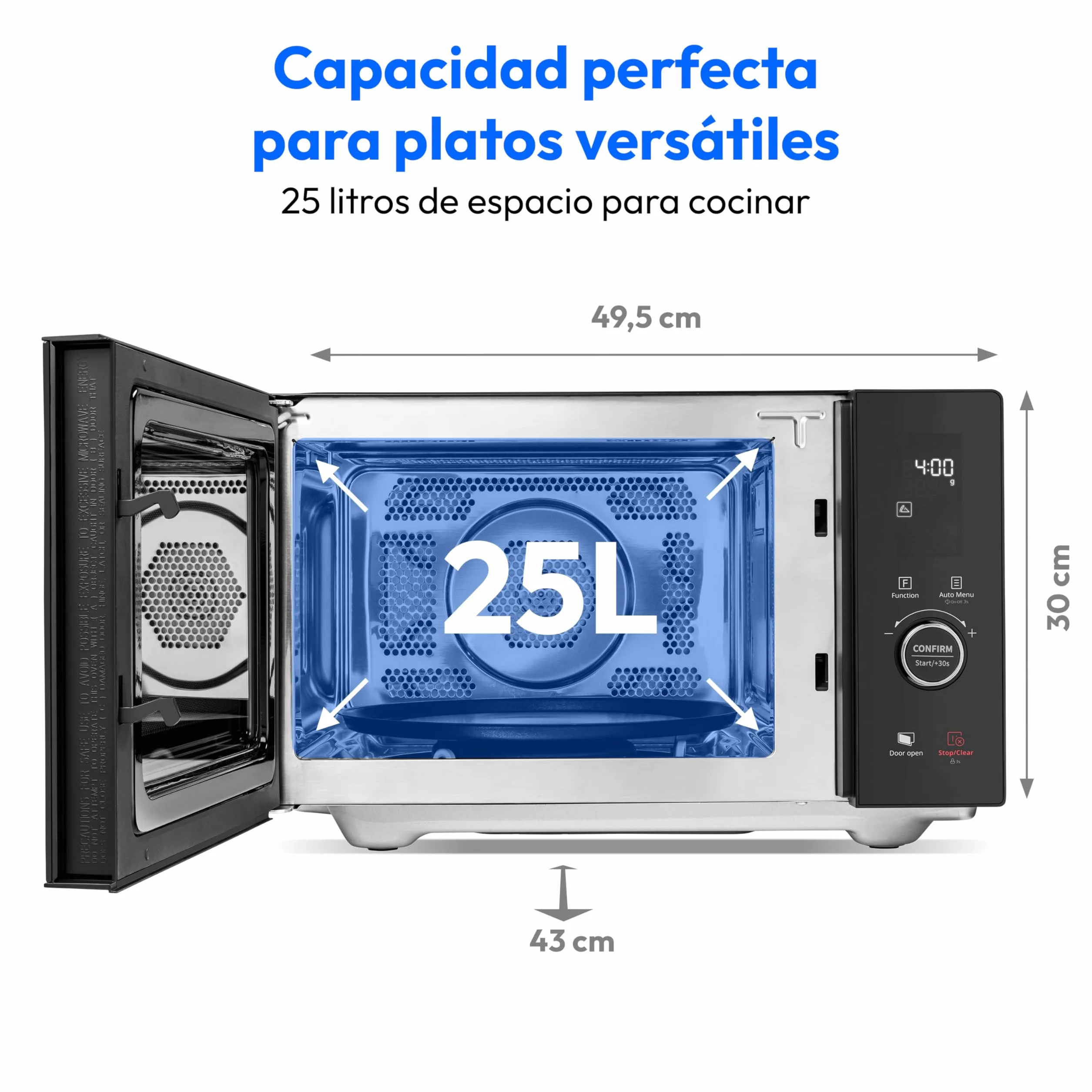 MEDION Microondas con grill y función de aire caliente (25 L, 900 W, 1100 W grill, 2100 W convección, 11 programas automáticos, 10 niveles de potencia, acero inoxidable, MD12041) negro