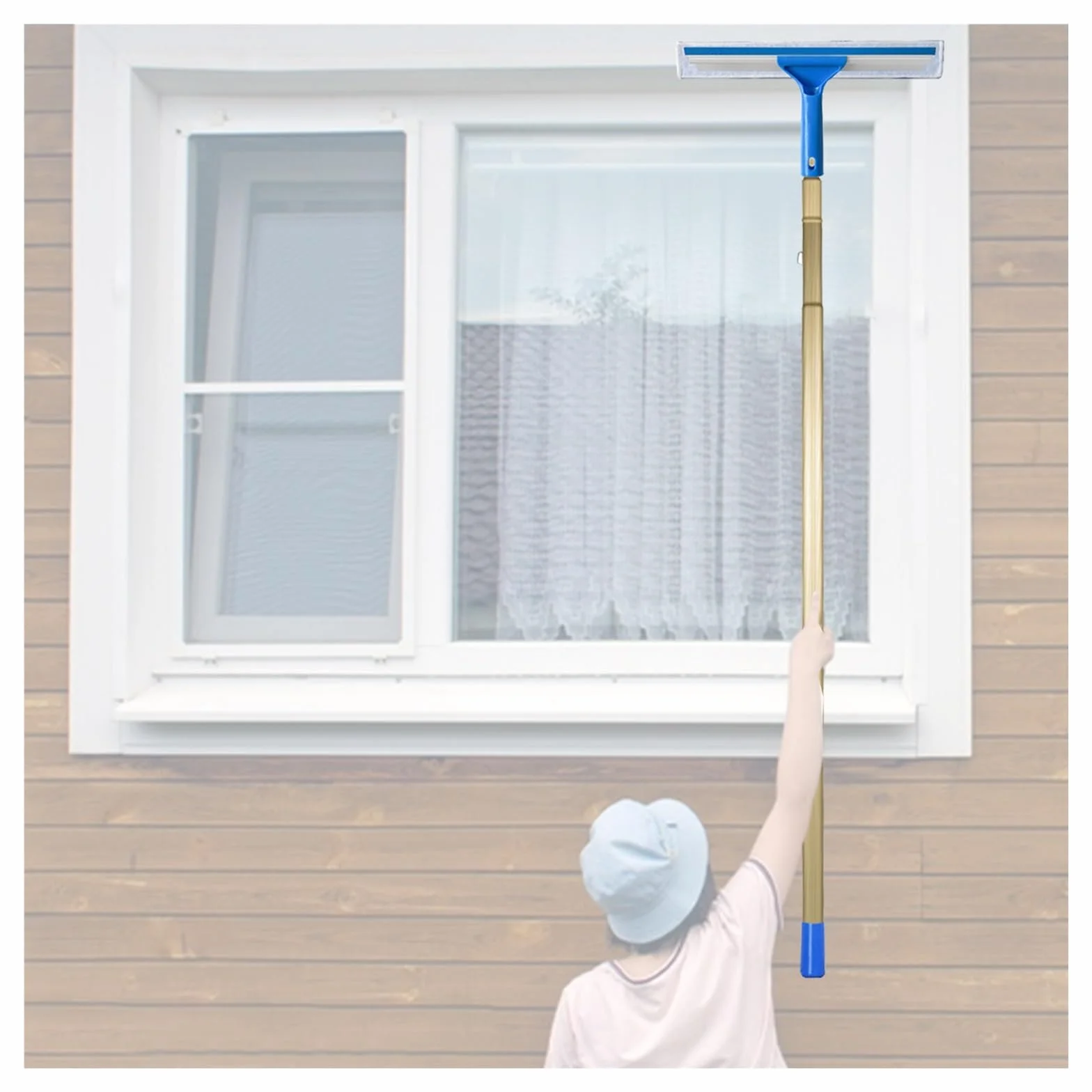 Kit de limpiador de escobilla extensible 2 en 1 con mango telescópico para apartamentos, centros comerciales y lavado de autos