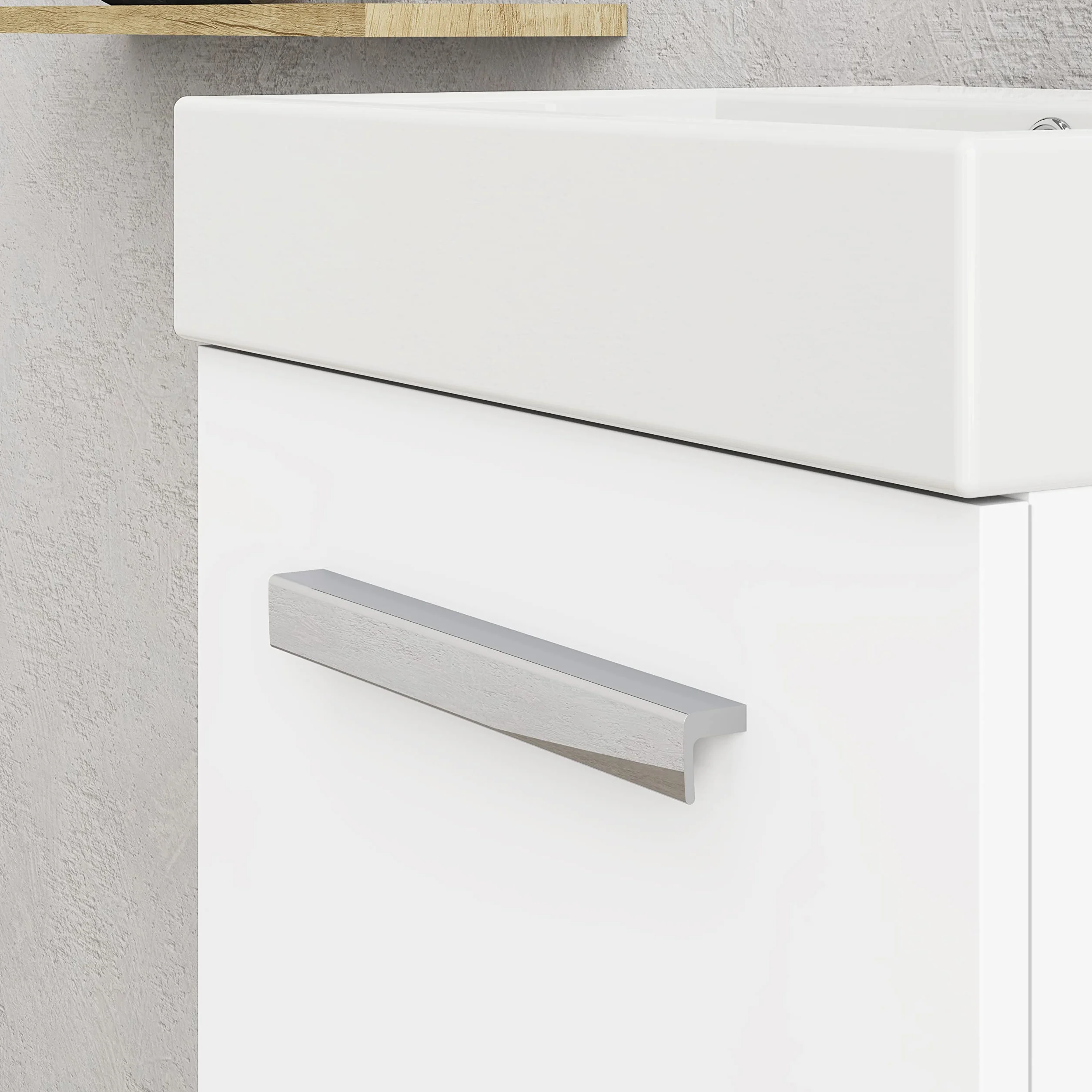 Baikal Conjunto De Mueble De Baño 45cm. Incluye Mueble con Lavabo. Melamina 16mm. Mueble MONTADO. Lavabo Encastrado. con Espejo Puerta Abatible + Cajón Blanco