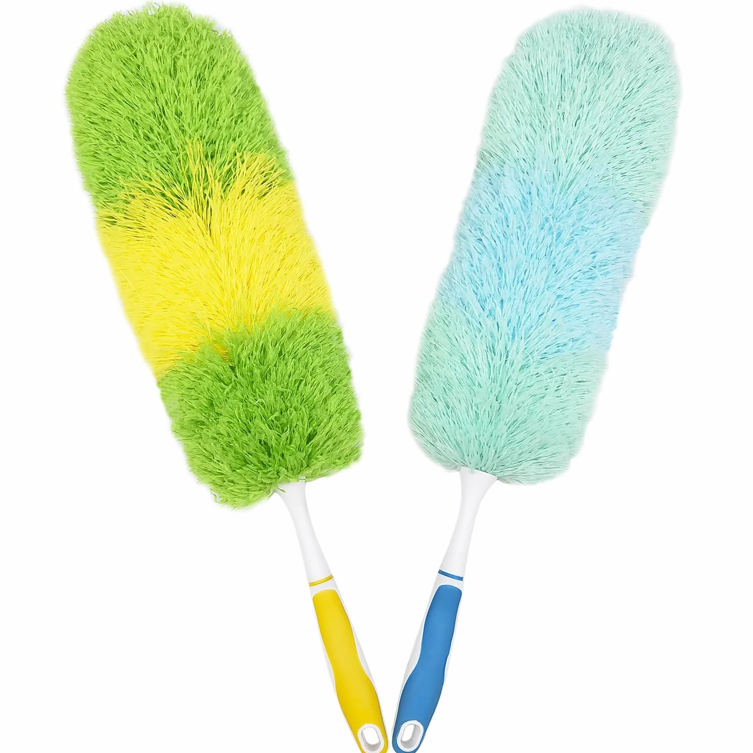 Paquete de 2 plumeros de microfibra de 20 pulgadas con asas antideslizantes y cabezales de microfibra flexibles, perfectos para limpieza del hogar, limpieza de oficina y limpieza de coche, plumero de
