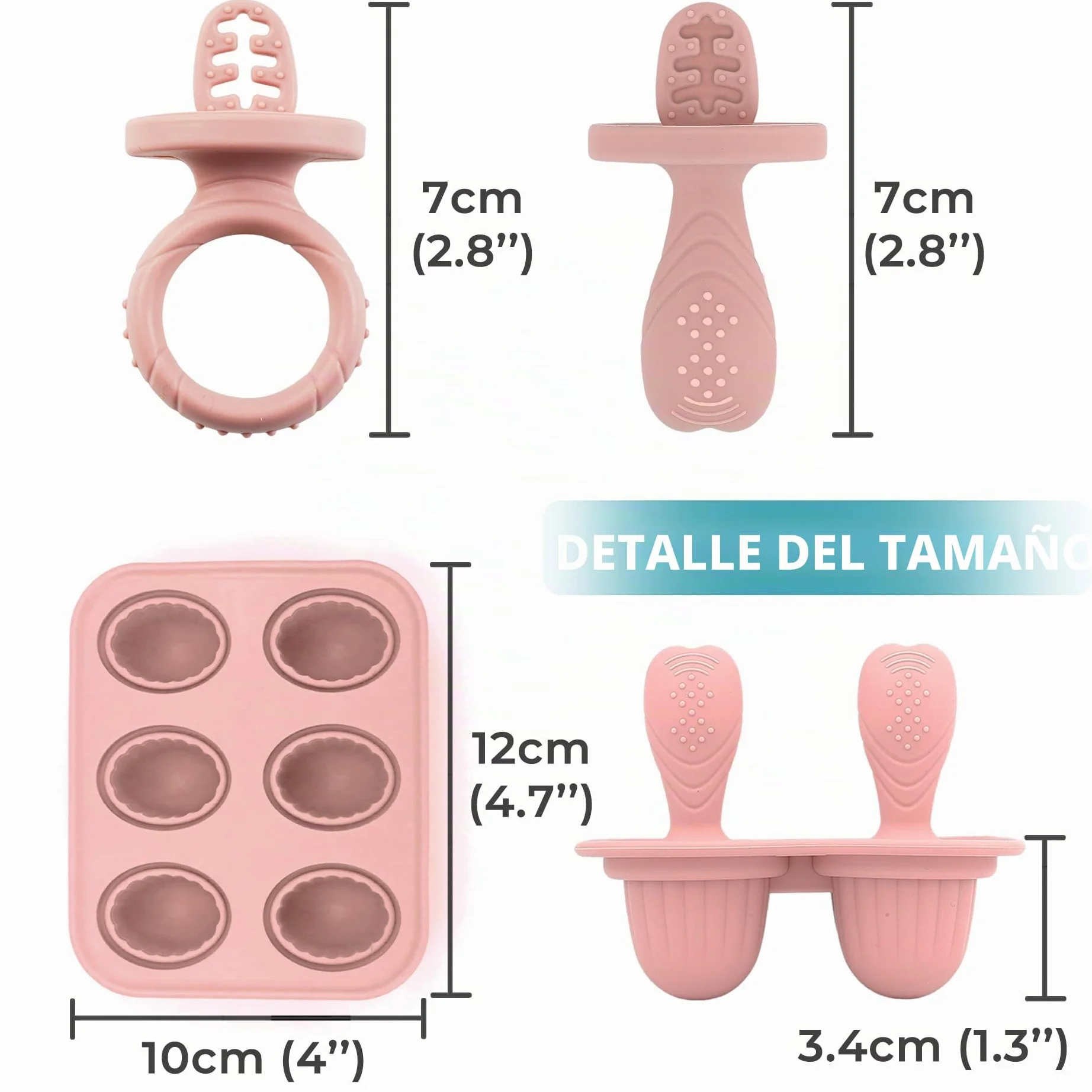 Molde Helado para Bebé, 6X 17ml Mini Moldes Helados con Palos Dentición, Silicona Libre de BPA