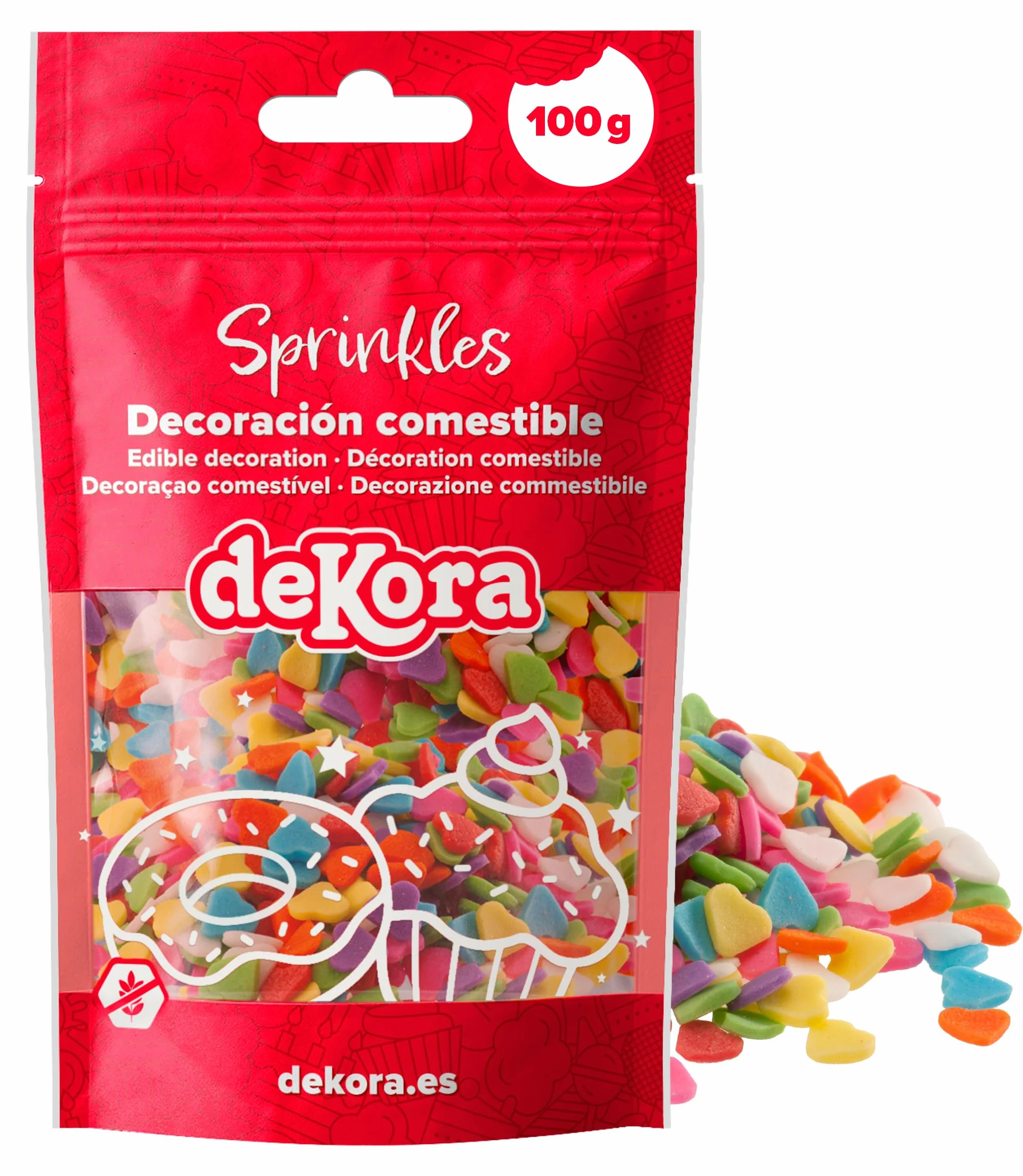 Sprinkles de Azúcar en Forma de Corazón Multicolor, Decoración Comestible para Tartas, Cupcakes y Galletas – 100 g